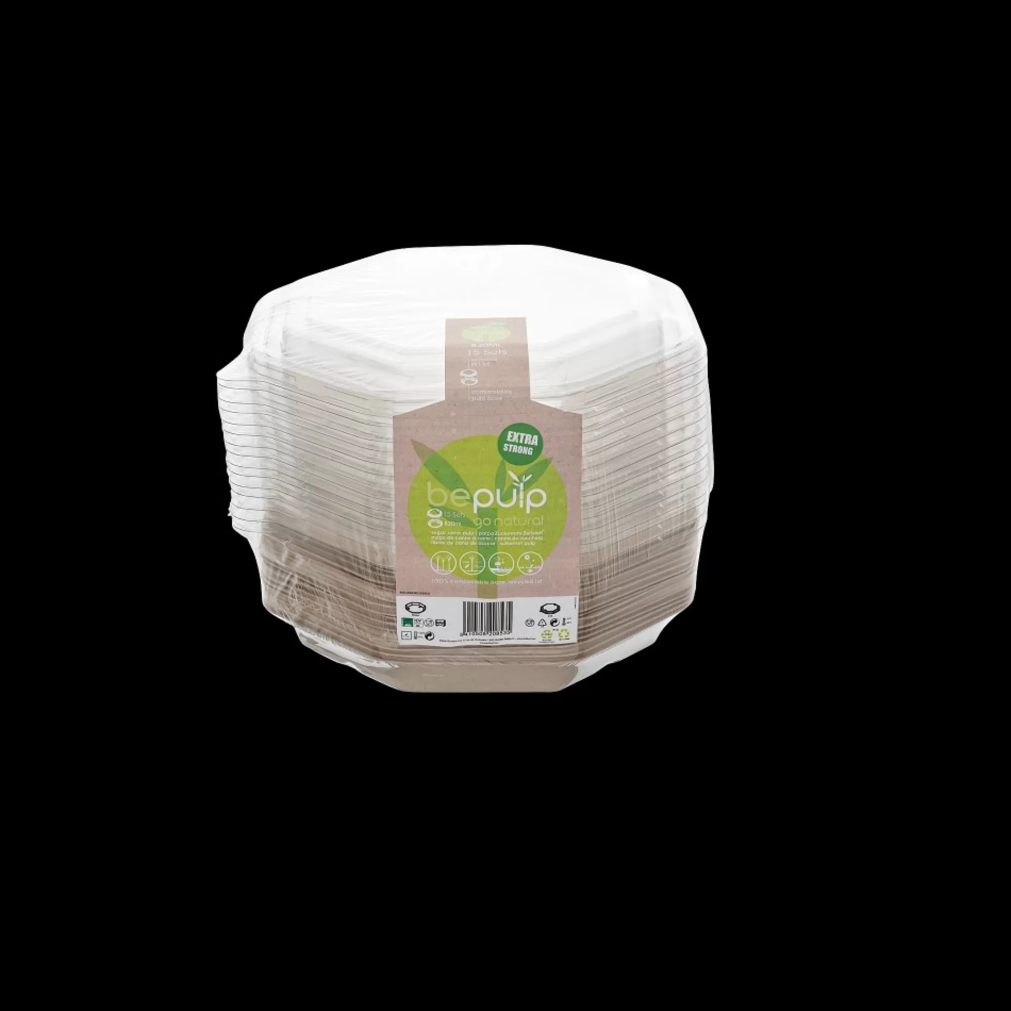 Sale Achthoekig Dienblad + Deksel Pulp 23X23Cm 830Ml 15 Stuks Take-Away