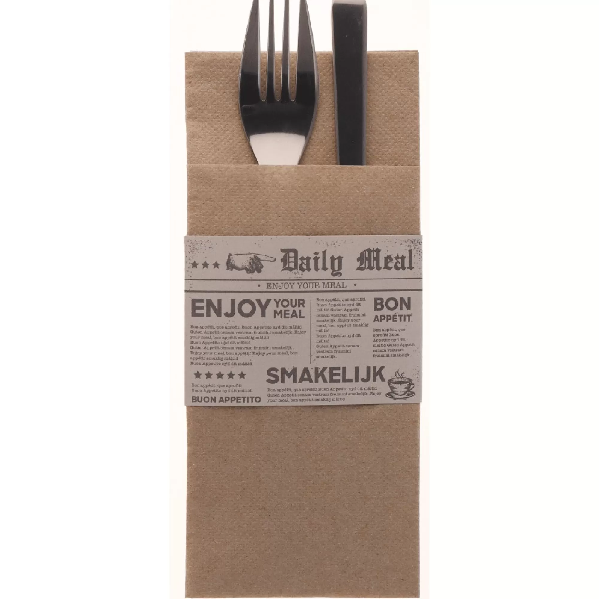 Flash Sale Bestekpochette Naturel 40X33Cm Pochello Double Point + Wikkel Daily Meal 50 Stuks Bestekzakjes