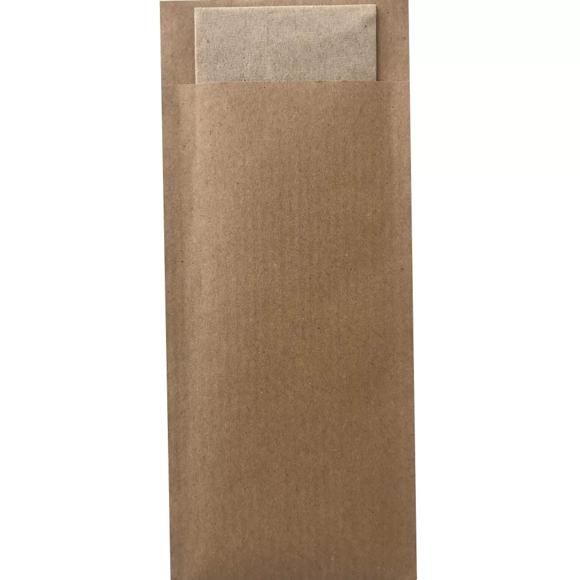 Sale Bestekzakjes Eco Brown + Servet Sand Recycled 100 Stuks Bestekzakjes