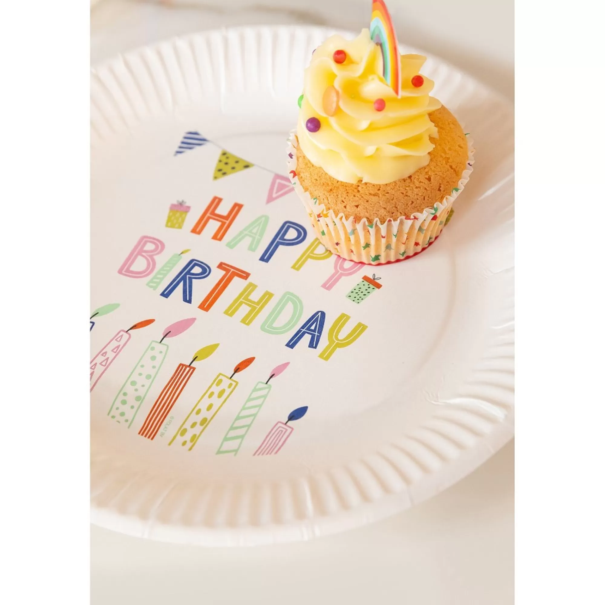 Store Bord "Happy Birthday" Party Green Karton 23Cm 8 Stuks Borden
