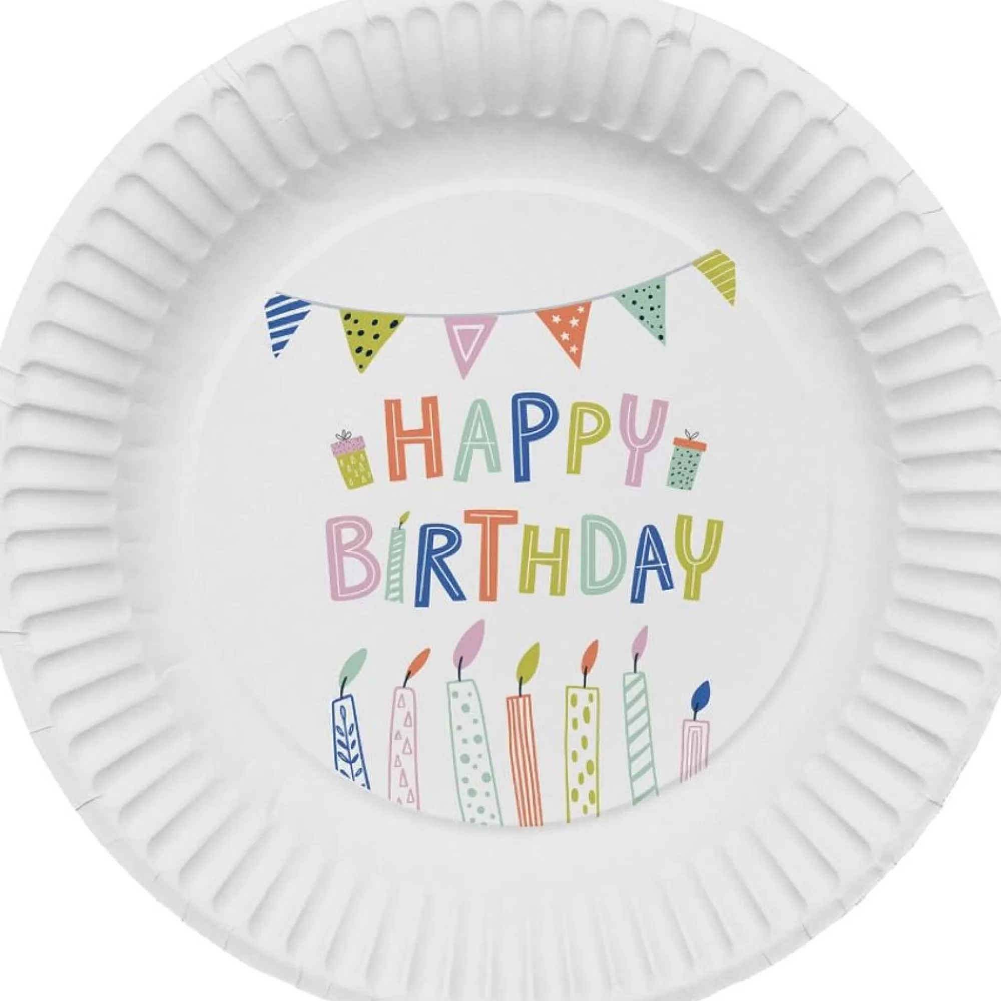 Store Bord "Happy Birthday" Party Green Karton 23Cm 8 Stuks Borden