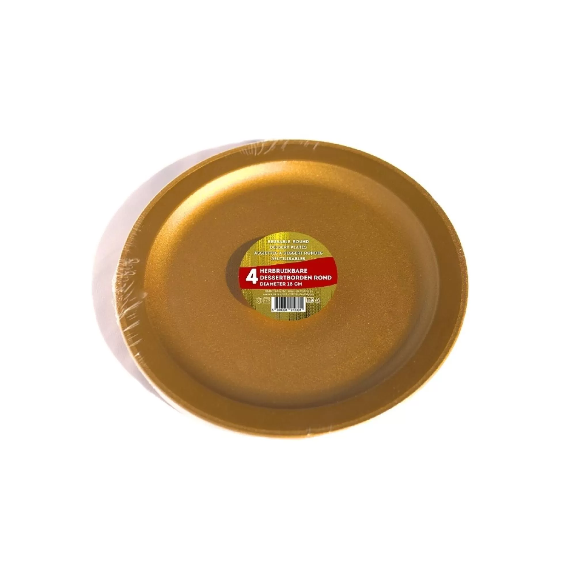 New Bord Rond Herbruikbaar Goud 18Cm Pp 4 Stuks Borden