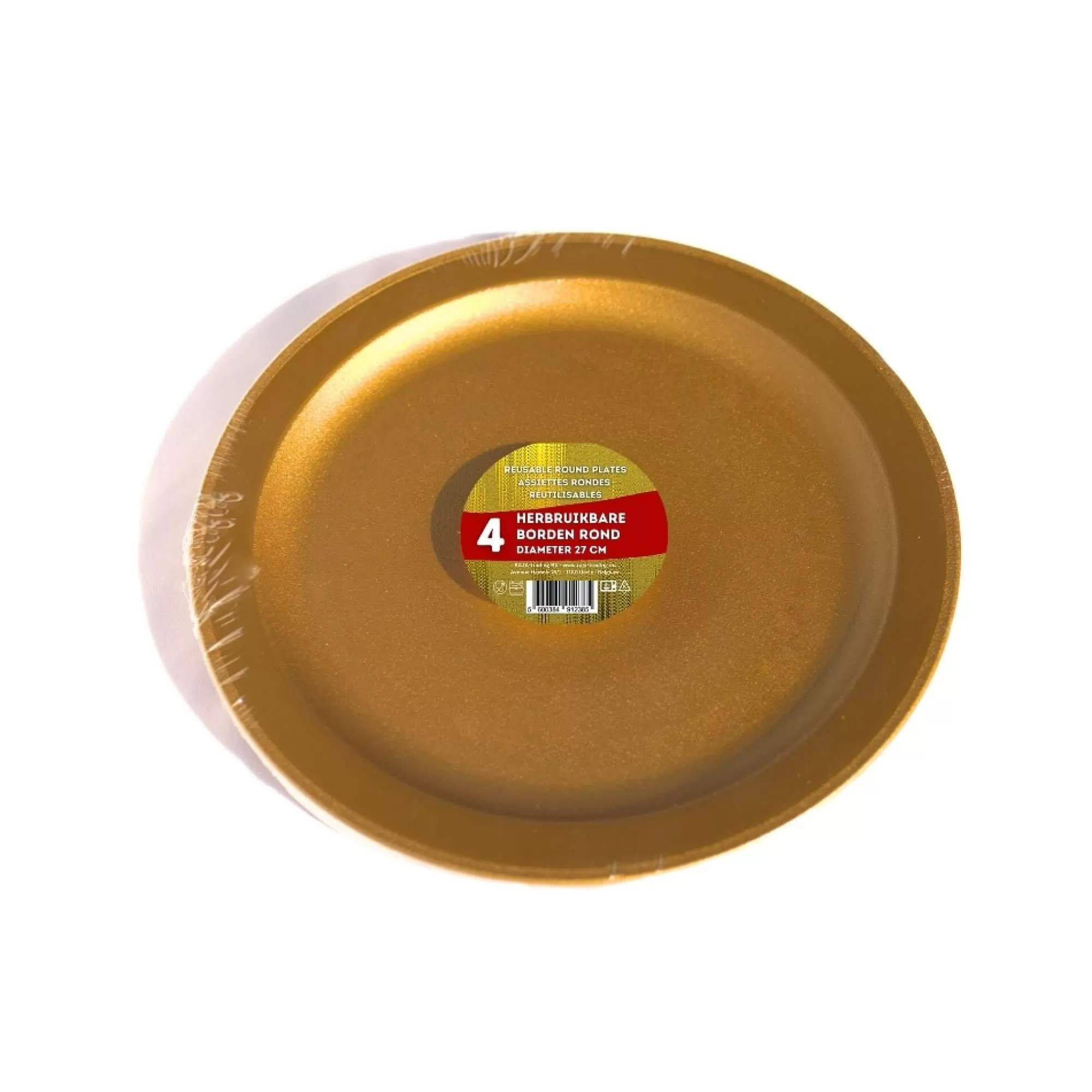 Discount Bord Rond Herbruikbaar Goud 27Cm Pp 4 Stuks Borden