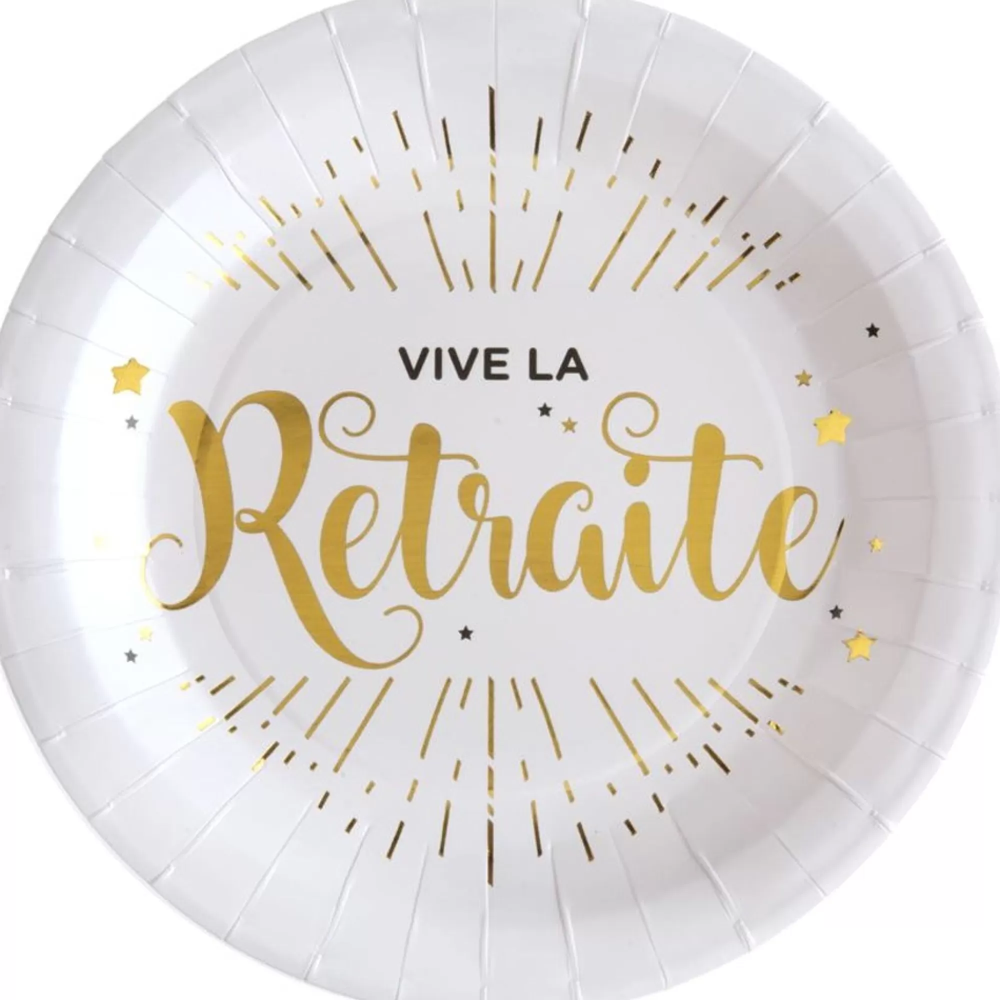 Store Bord "Vive La Retraite" Karton 22,5Cm 10 Stuks Borden