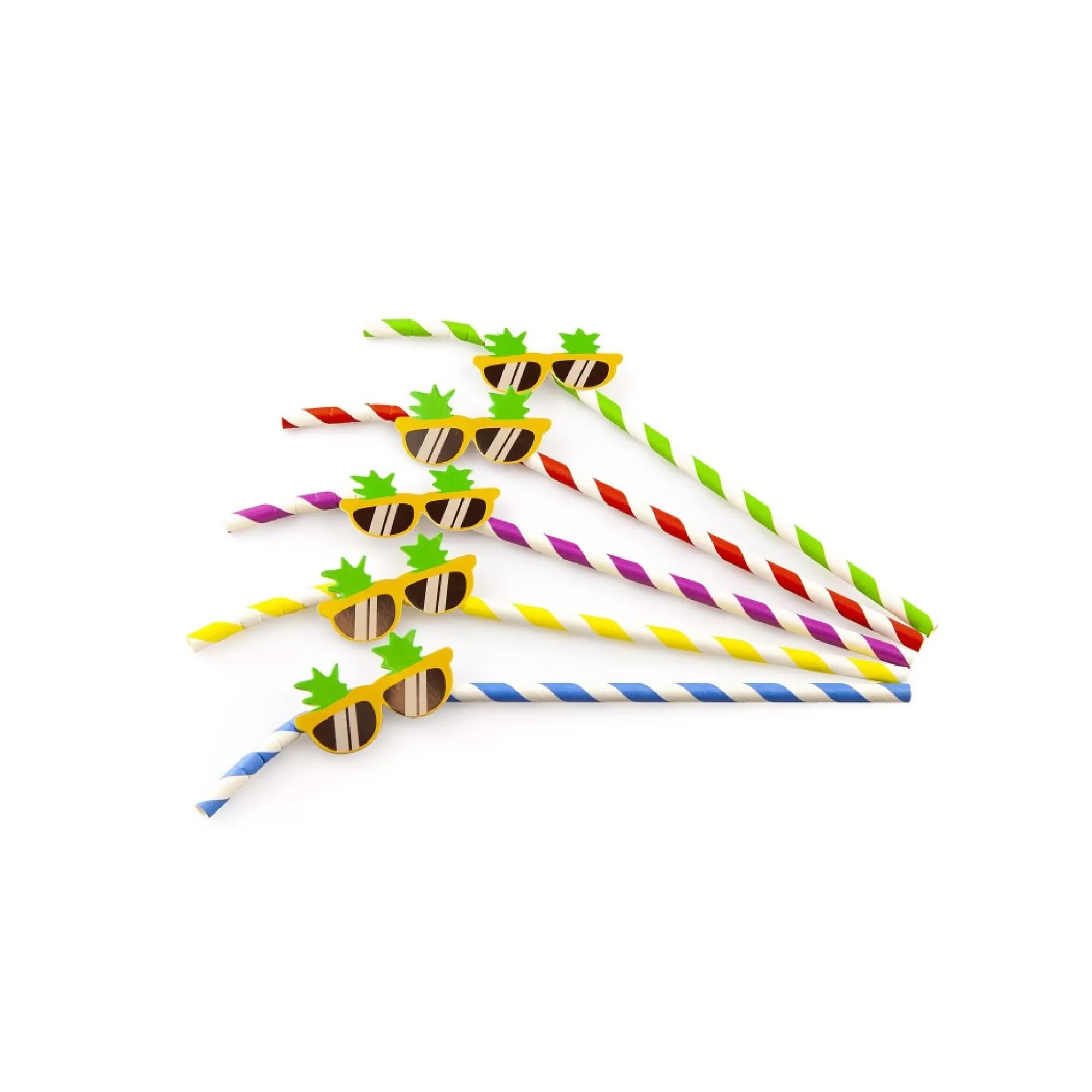 Online Buigrietjes Papier Gestreept Met Zonnebril L 24Cm 6Mm 50 Stuks Rietjes