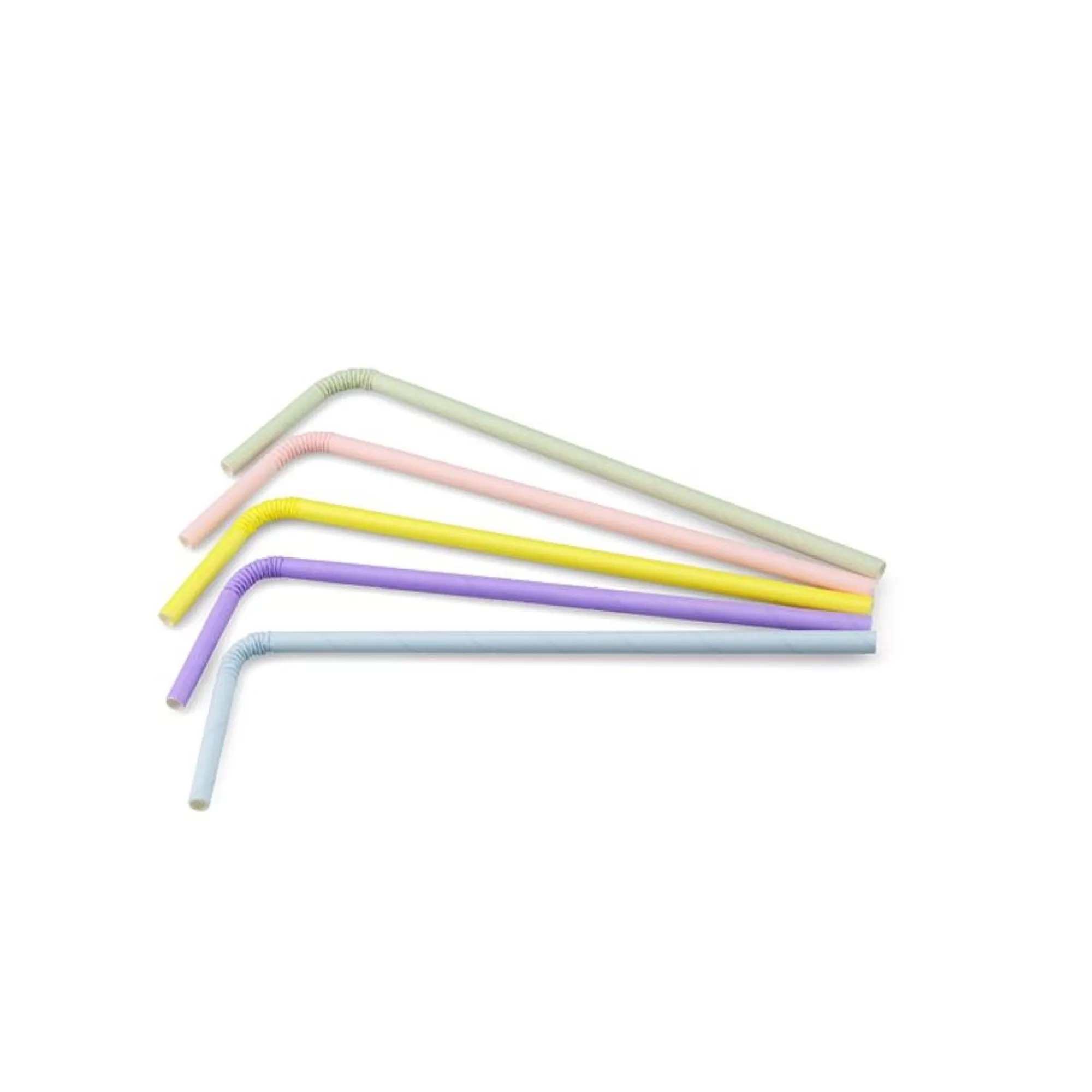 New Buigrietjes Papier Pastel L 24Cm 6Mm 200 Stuks Rietjes