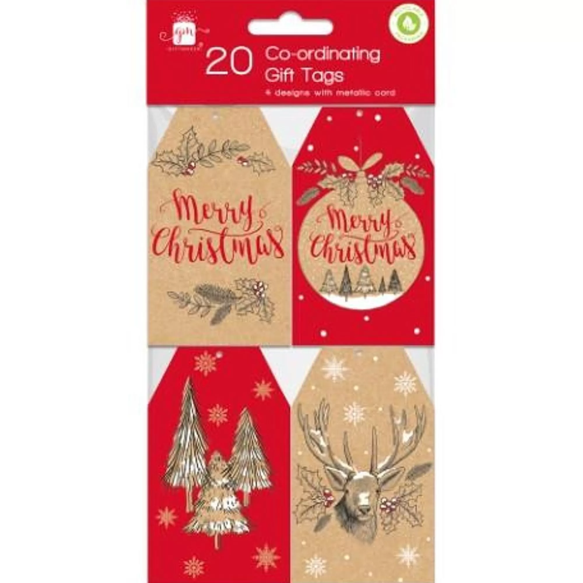 Best Cadeaulabel Kraft Christmas Assortiment 20 Stuks Linten, Strikken, Tape & Etiketten