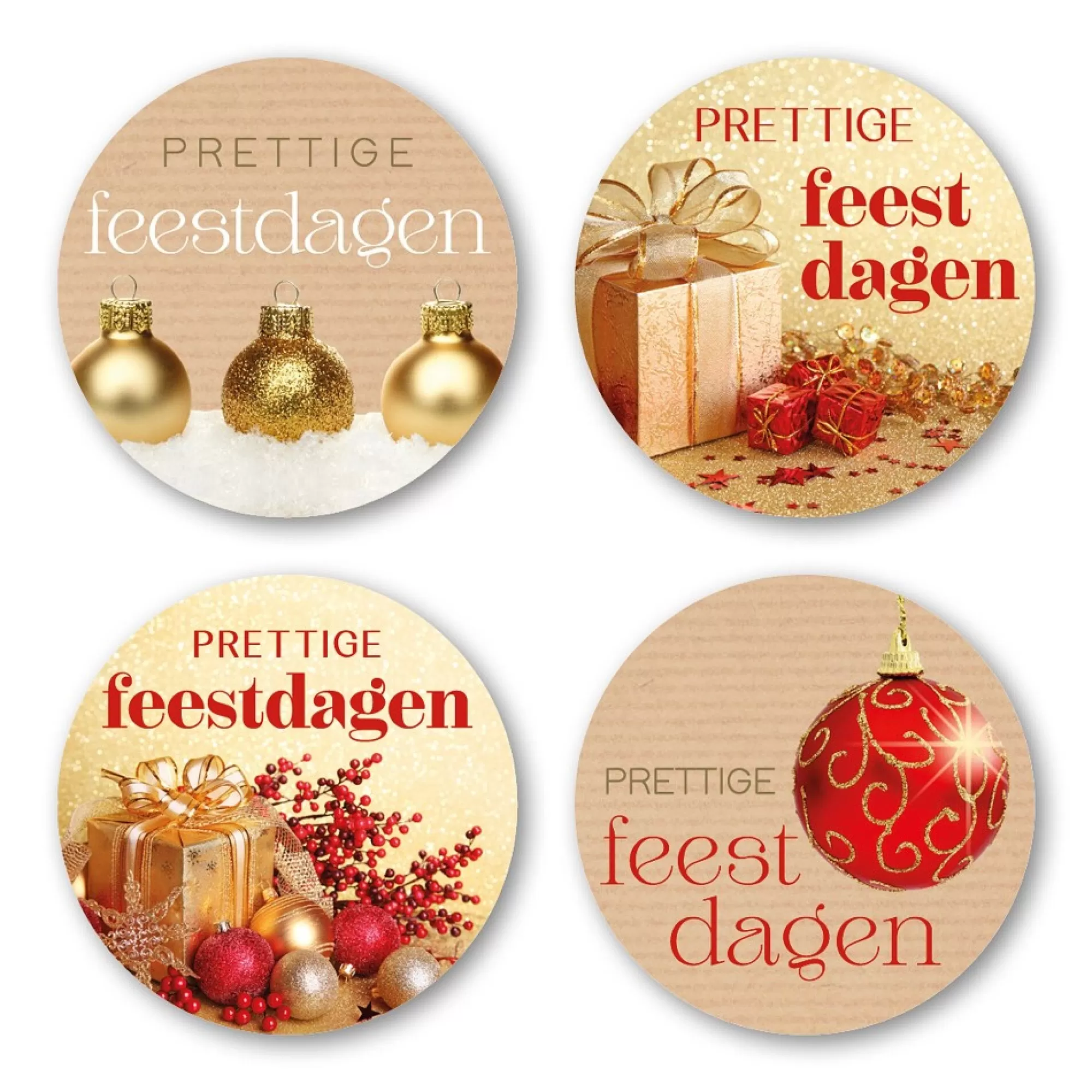 Cheap Cadeausticker "Prettige Feestdagen" Goud-Rood 18 Stuks Linten, Strikken, Tape & Etiketten