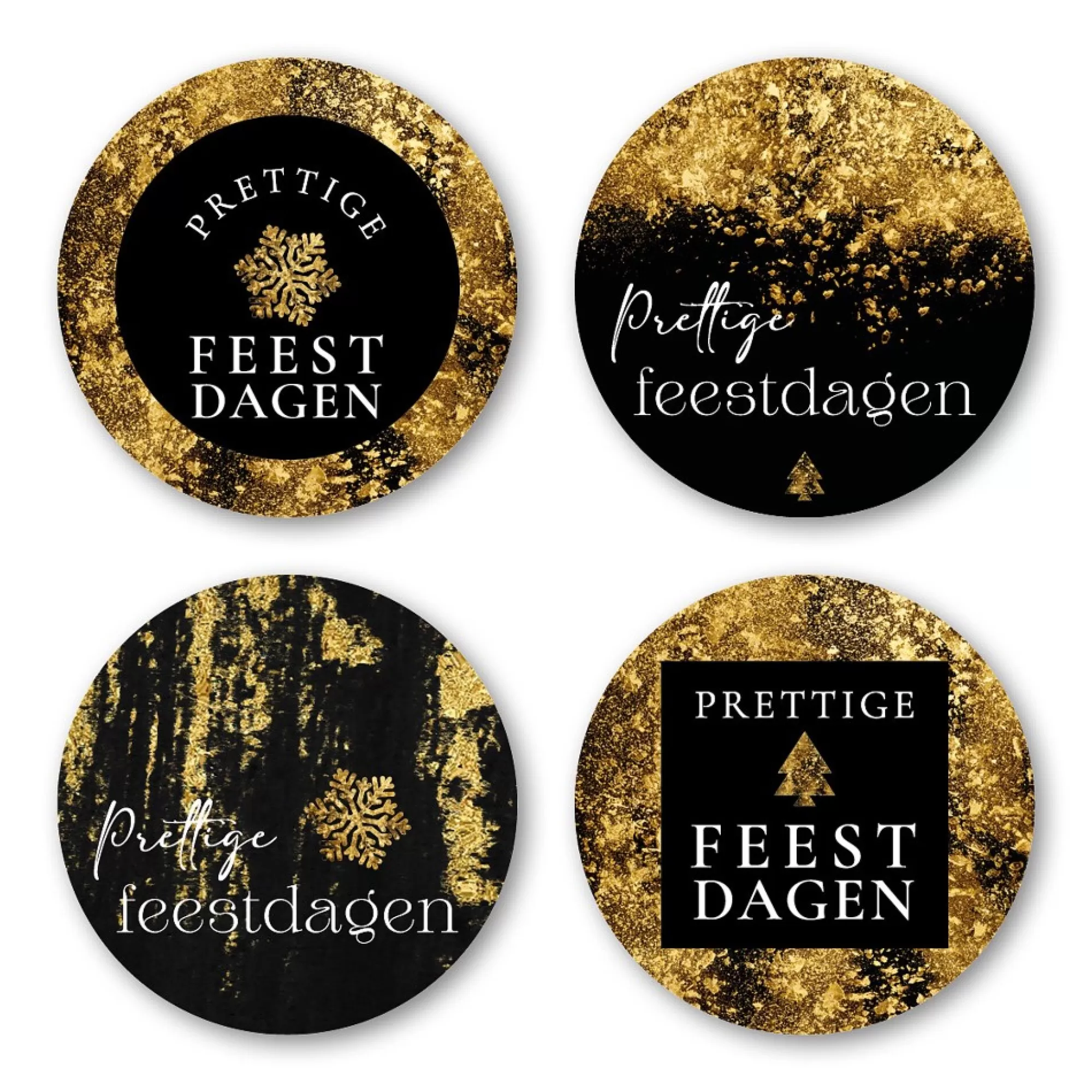 Cheap Cadeausticker "Prettige Feestdagen" Zwart-Goud 18 Stuks Linten, Strikken, Tape & Etiketten