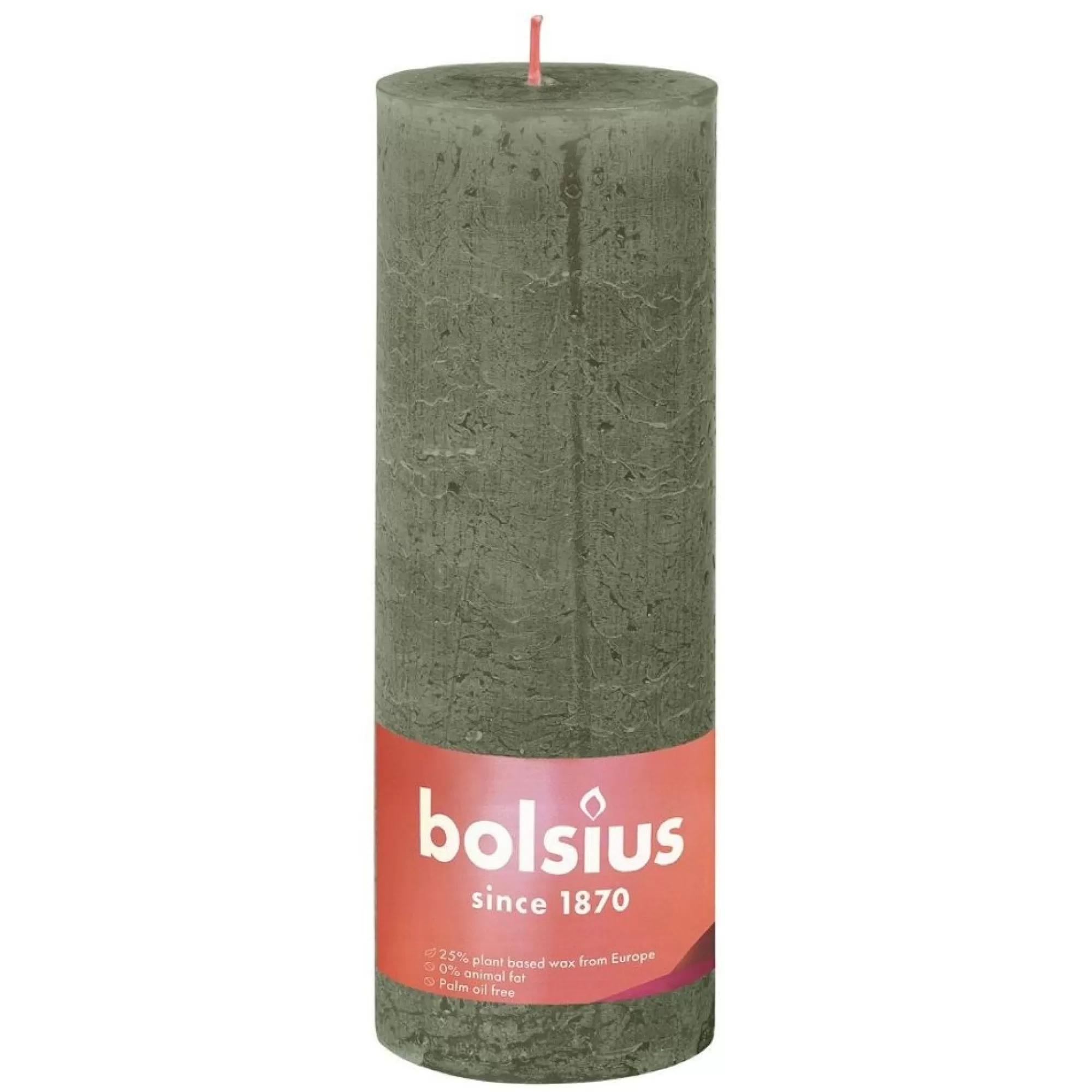 Hot Cilinderkaars Rustiek Fresh Olive H 19Cm 6,8Cm 85U Tafelkaarsen