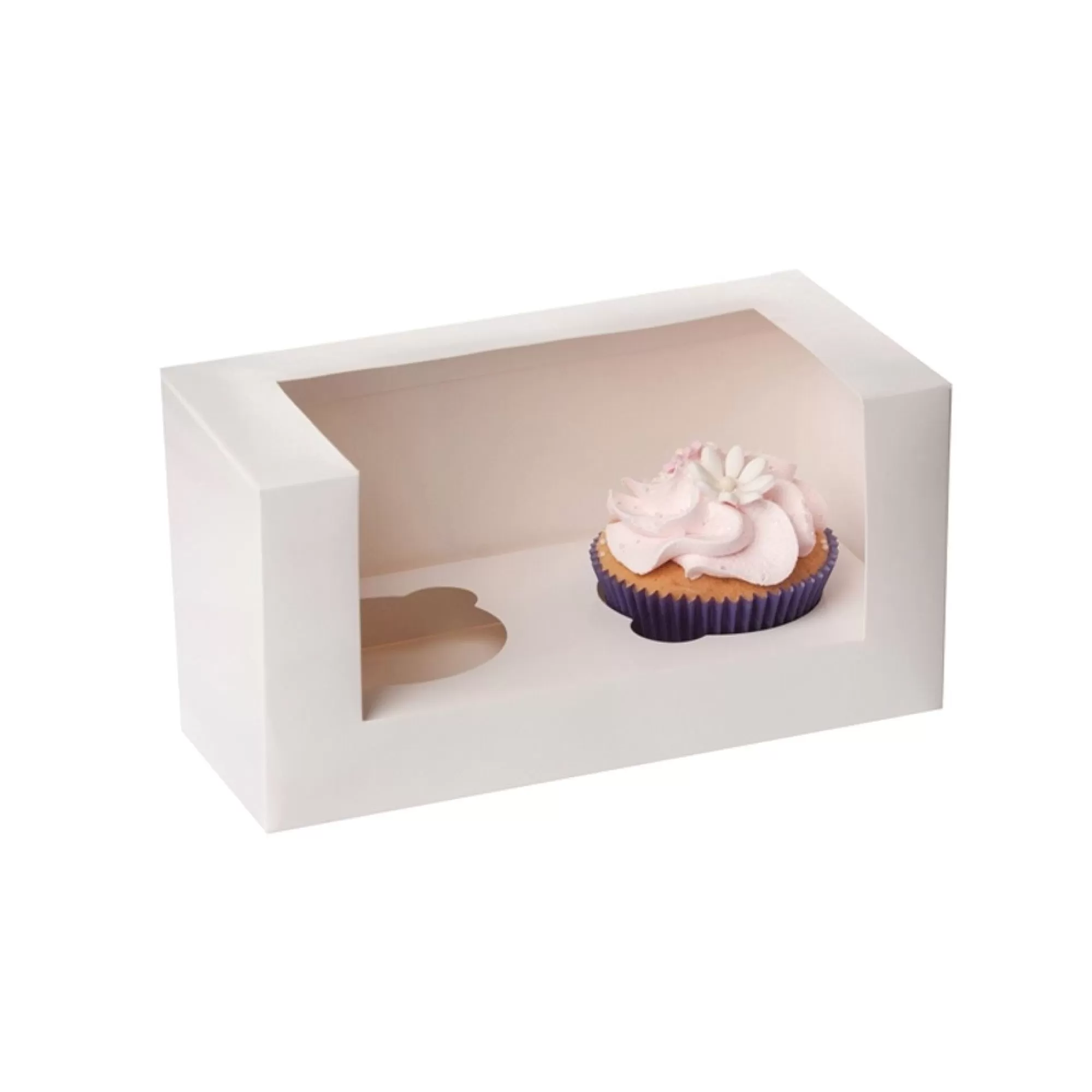 Flash Sale Doosje Voor 2 Cupcakes + Pla Venster + Houder 18,5X9,5X9Cm Wit 3 Stuks Desserts