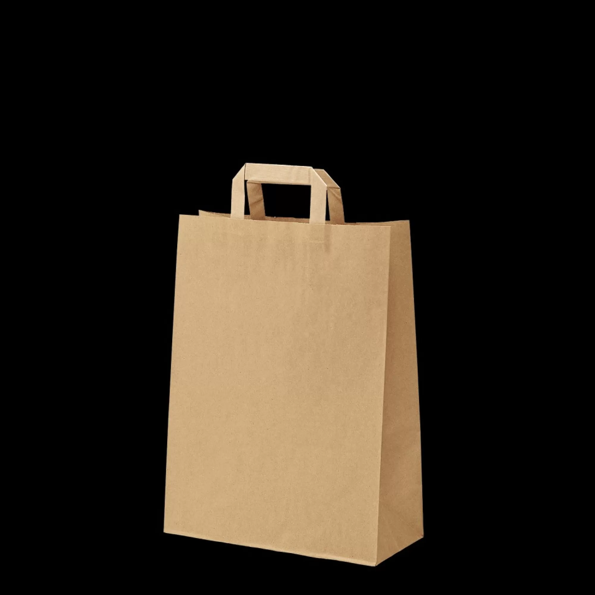 New Draagtas Papier 26X12X35Cm Gerecycleerd Kraft Bruin 80G/M + Plat Handvat 250 Stuks Zakken
