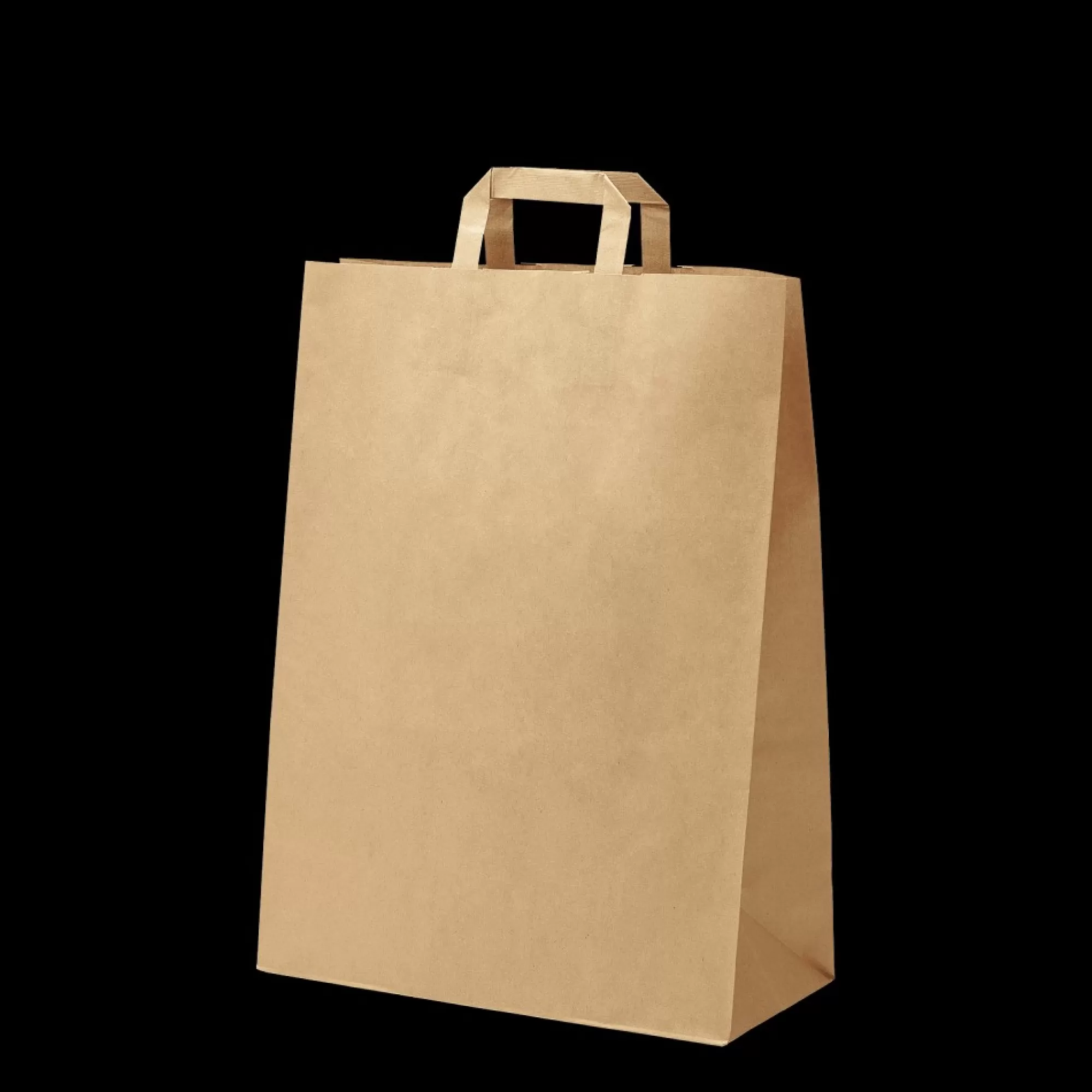 Best Sale Draagtas Papier 32X15X43Cm Gerecycleerd Kraft Bruin 90G/M + Plat Handvat 250 Stuks Zakken