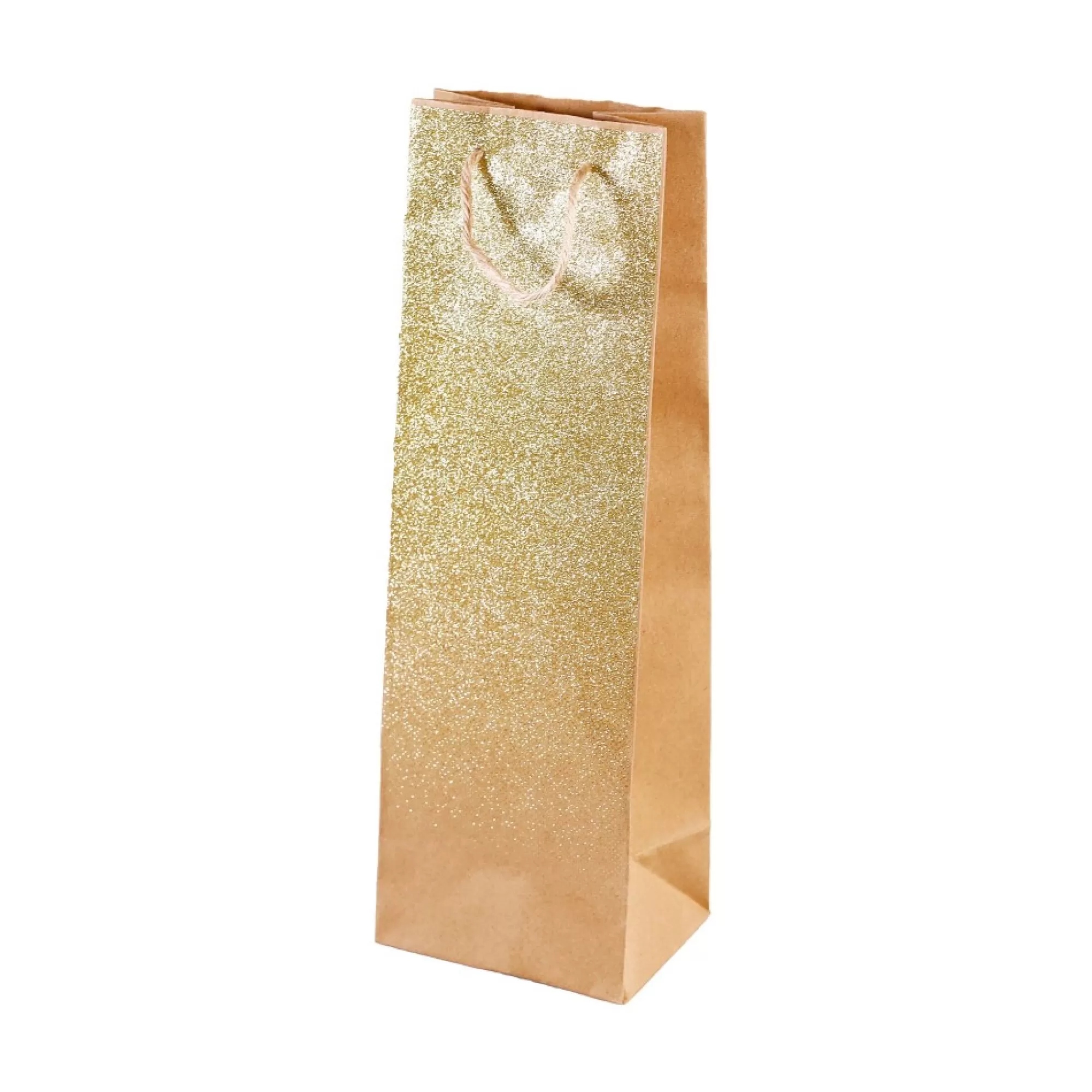 Outlet Flessenzak Voor 1 Fles Wit-Goud 12X9X36Cm Geschenkverpakking