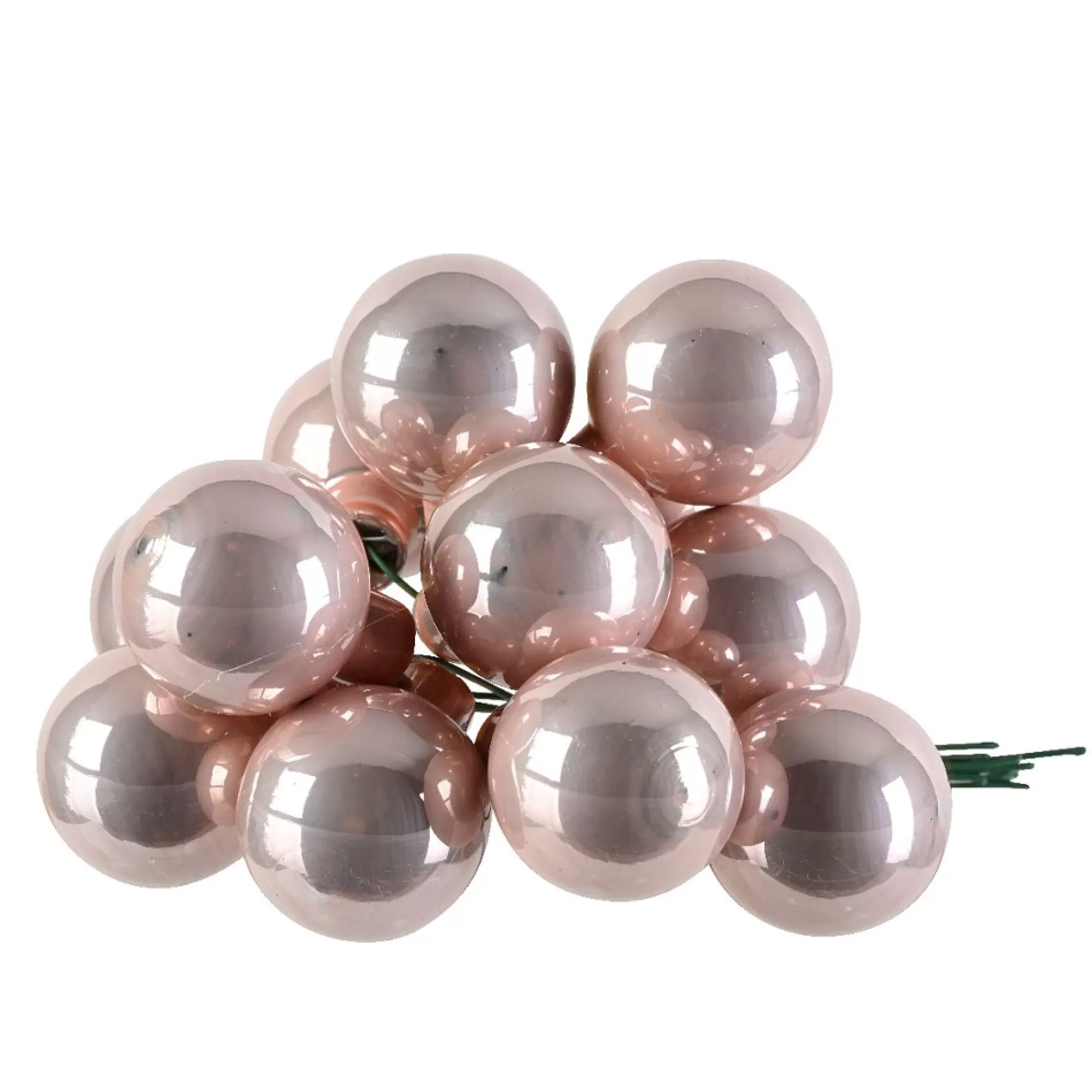 Clearance Glasbal Op Draad Glans Poederroze 2Cm 12 Stuks Kerstballen