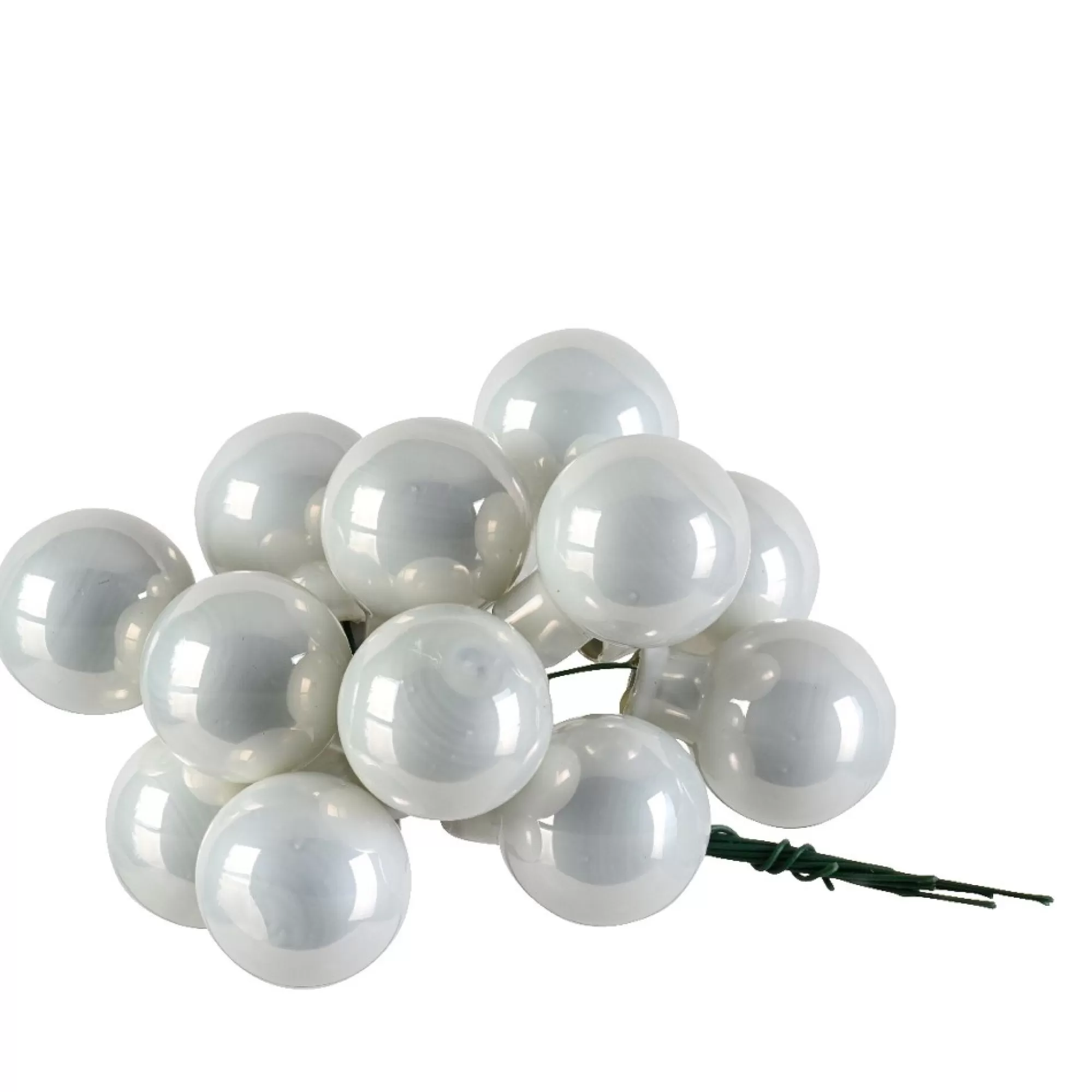 Discount Glasbal Op Draad Winterwit Glans 2Cm 12 Stuks Kerstballen