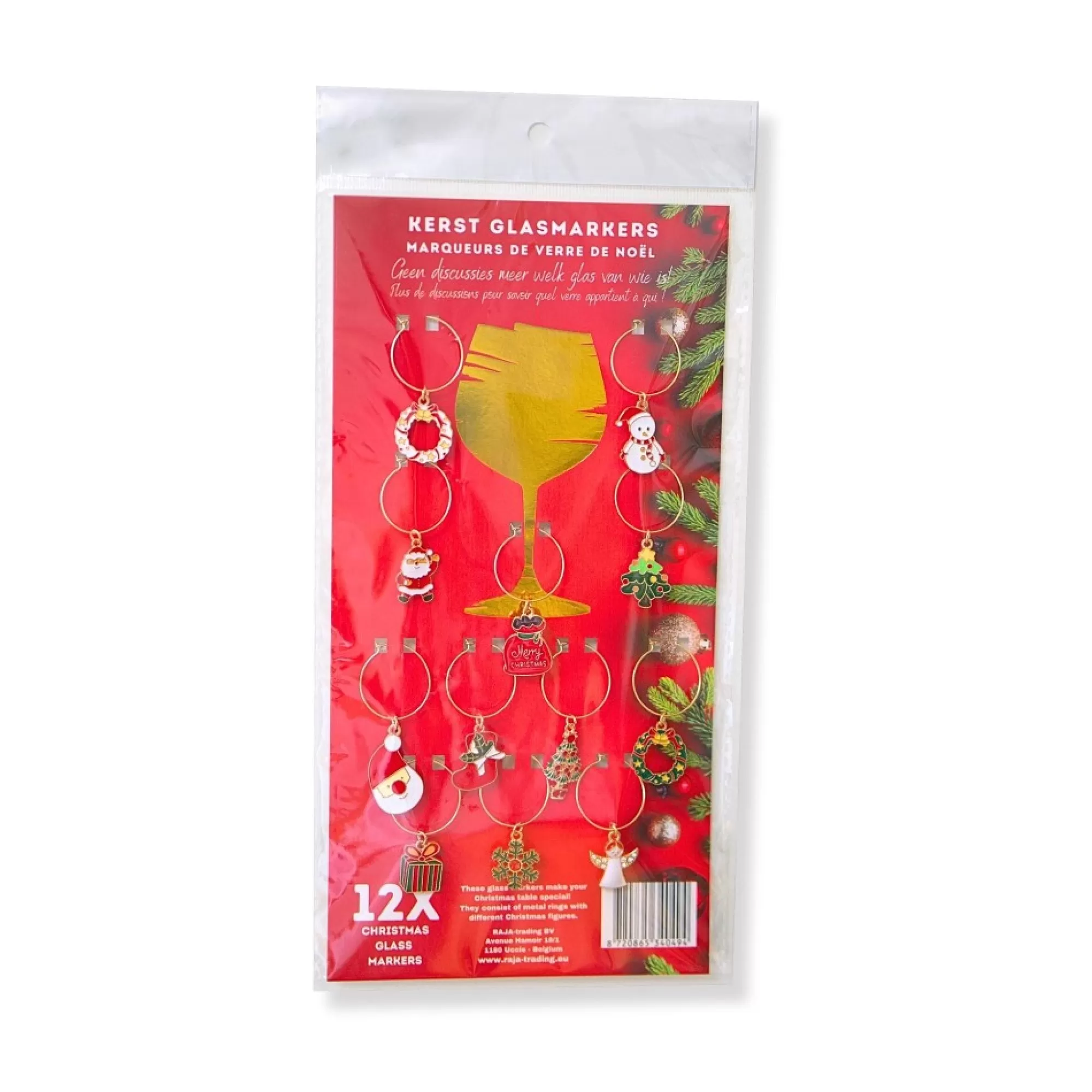 Fashion Glasmarkeerders Met Kerstfiguurtjes 12 Stuks Allerlei