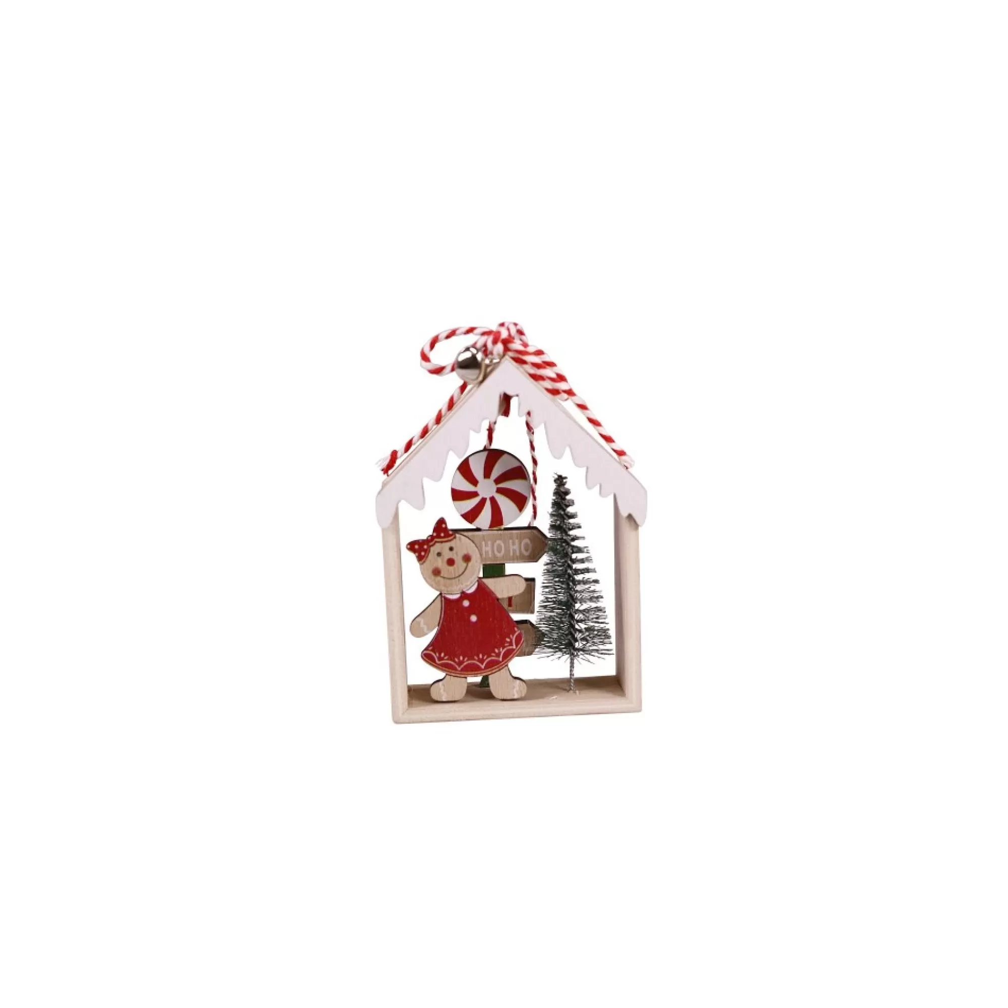 Shop Hanger Hout Huisje Ginger Girl 8,5X11Cm Boomdecoratie