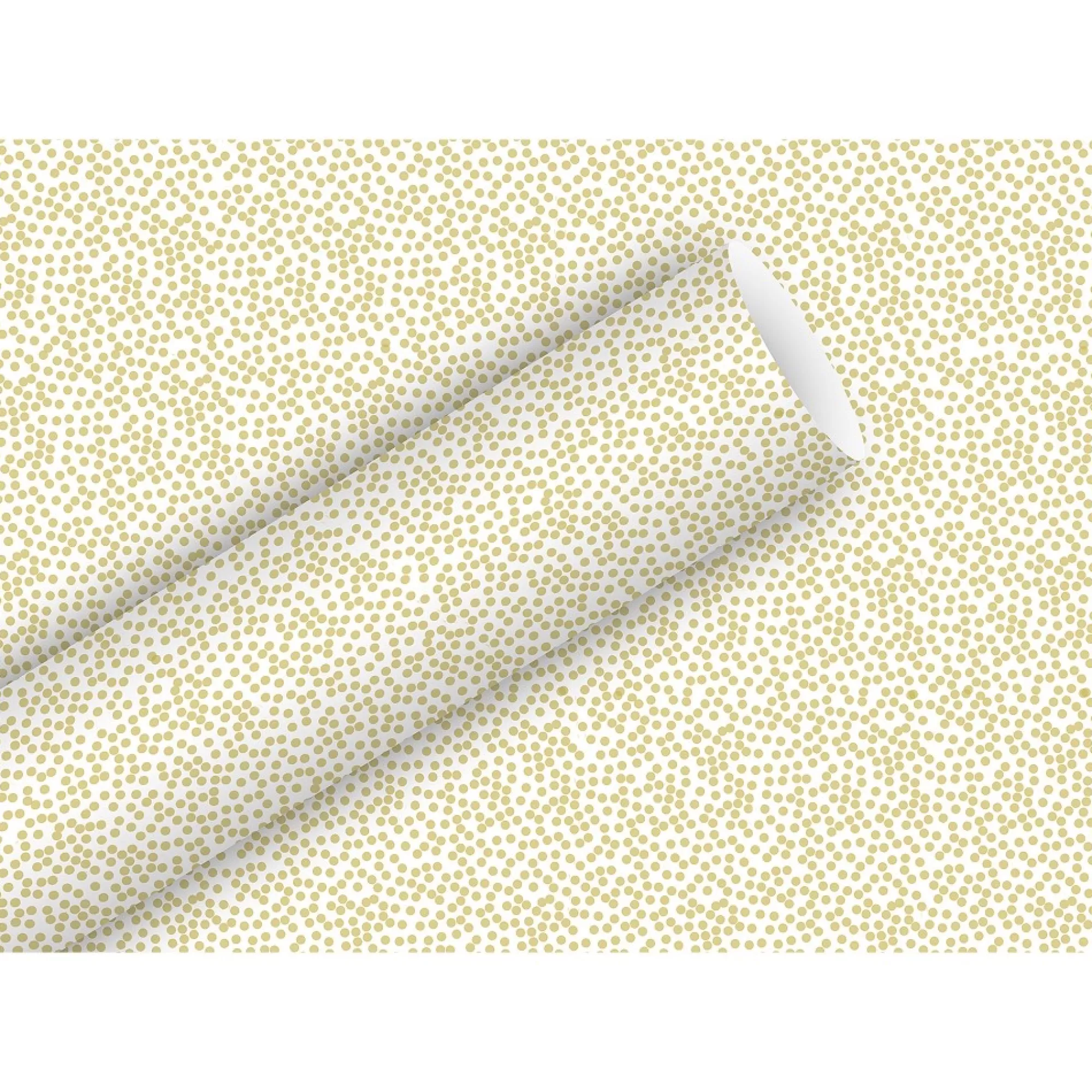 Outlet Inpakpapier Minidots Wit/Goud 70Cm X 2M Inpakpapier