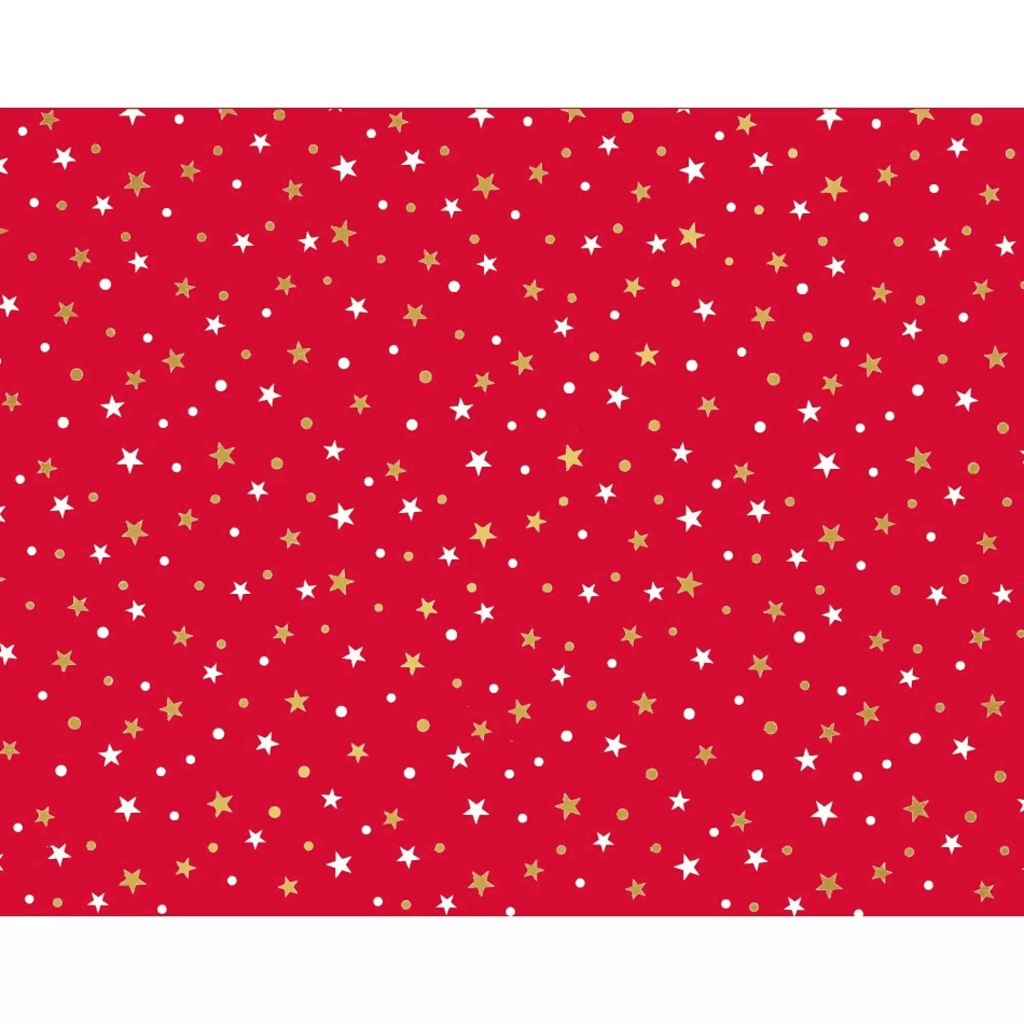 Outlet Inpakpapier Rood Ministars Wit/Goud 25M X 50Cm Inpakpapier