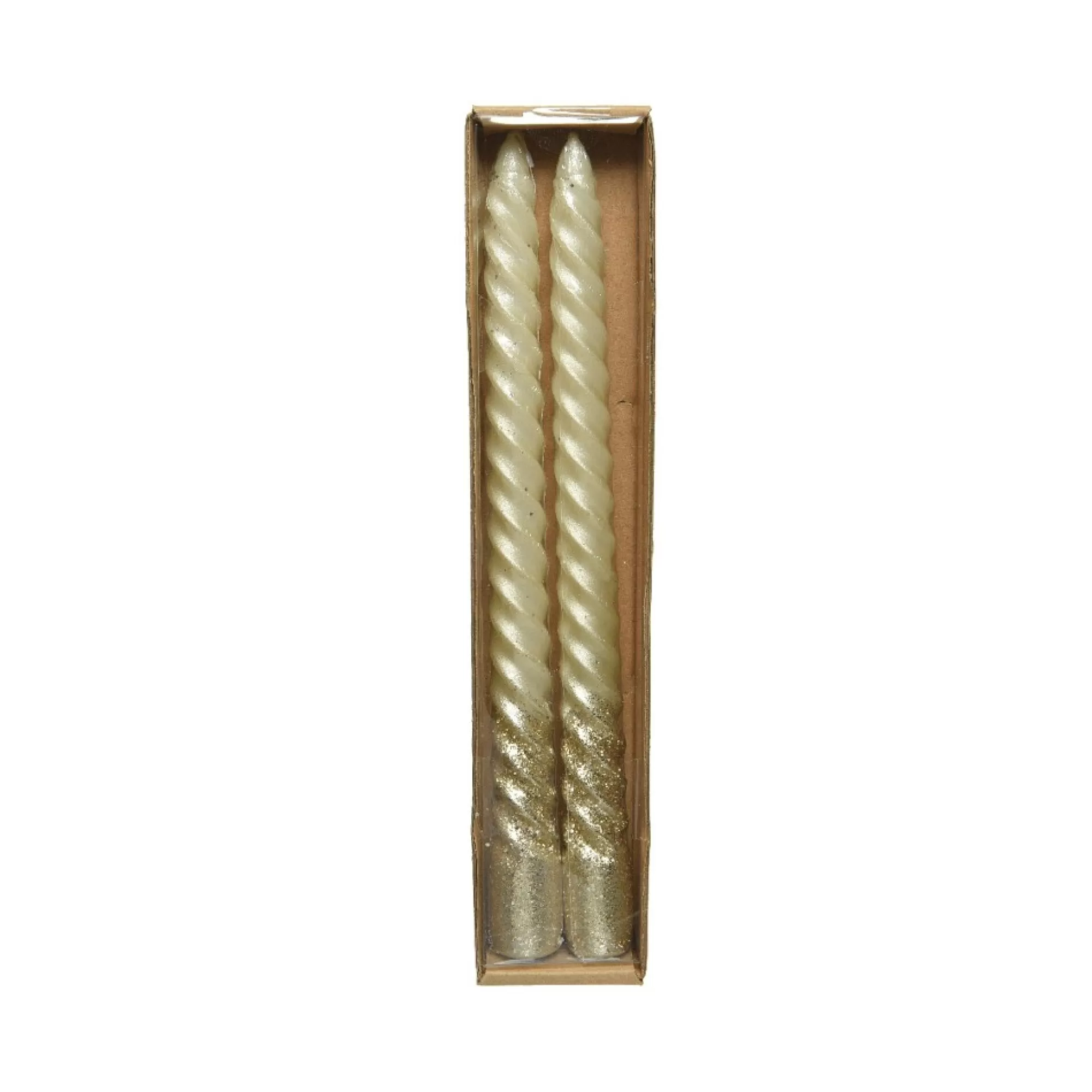 Best Sale Kaars Swirl Cr Me Metallic H 25Cm 2,2Cm 5,5U 2 Stuks Fantasiekaarsen