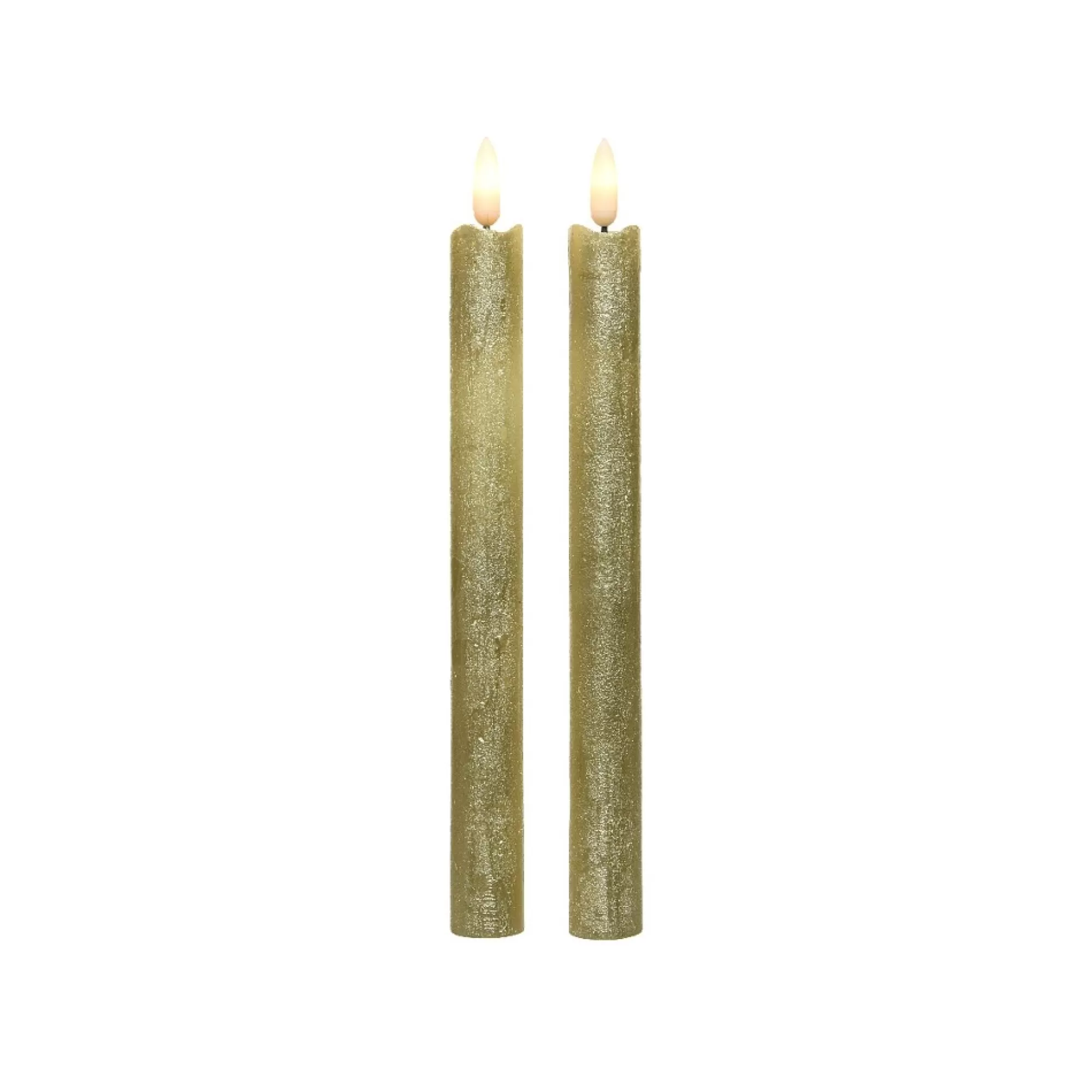 Fashion Kaarsen Warmwit/Goud Led Timer H 24,5Cm 2,2Cm 6H 2 Stuks Allerlei