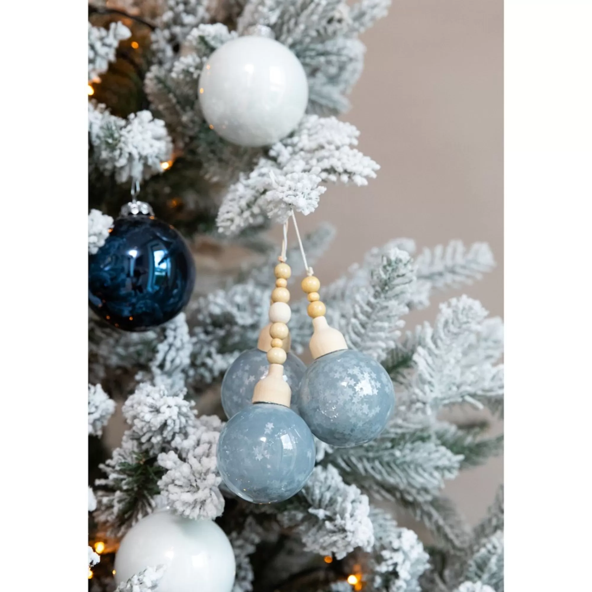 Discount Kerstbal Blauw Mist Glas 5Cm Tros Met 3 Ballen Kerstballen