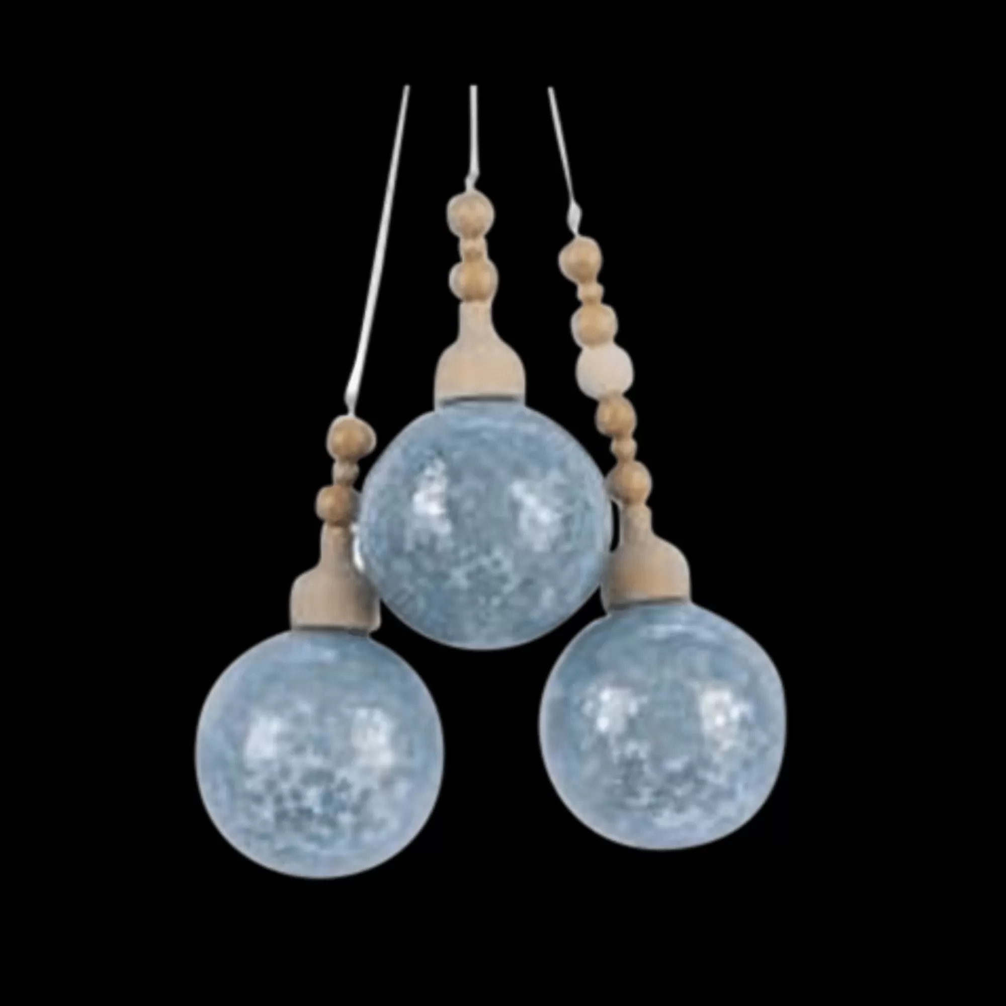 Discount Kerstbal Blauw Mist Glas 5Cm Tros Met 3 Ballen Kerstballen