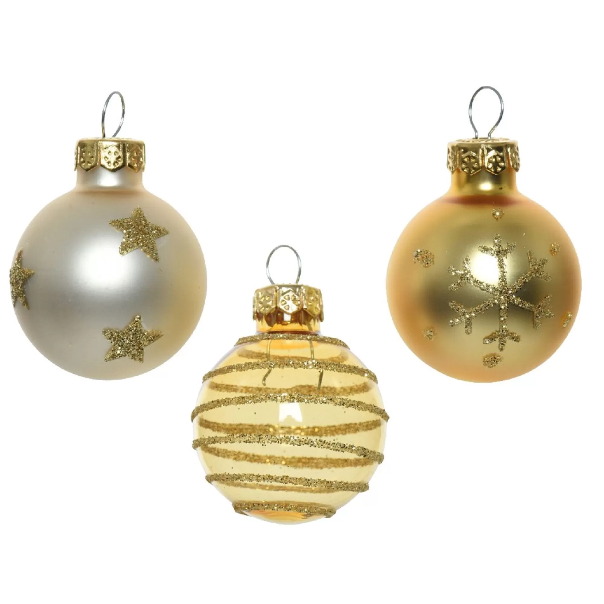 Fashion Kerstbal Glas Deco Mix Assortiment 3Cm Parel/Goud 9 Stuks Kerstballen