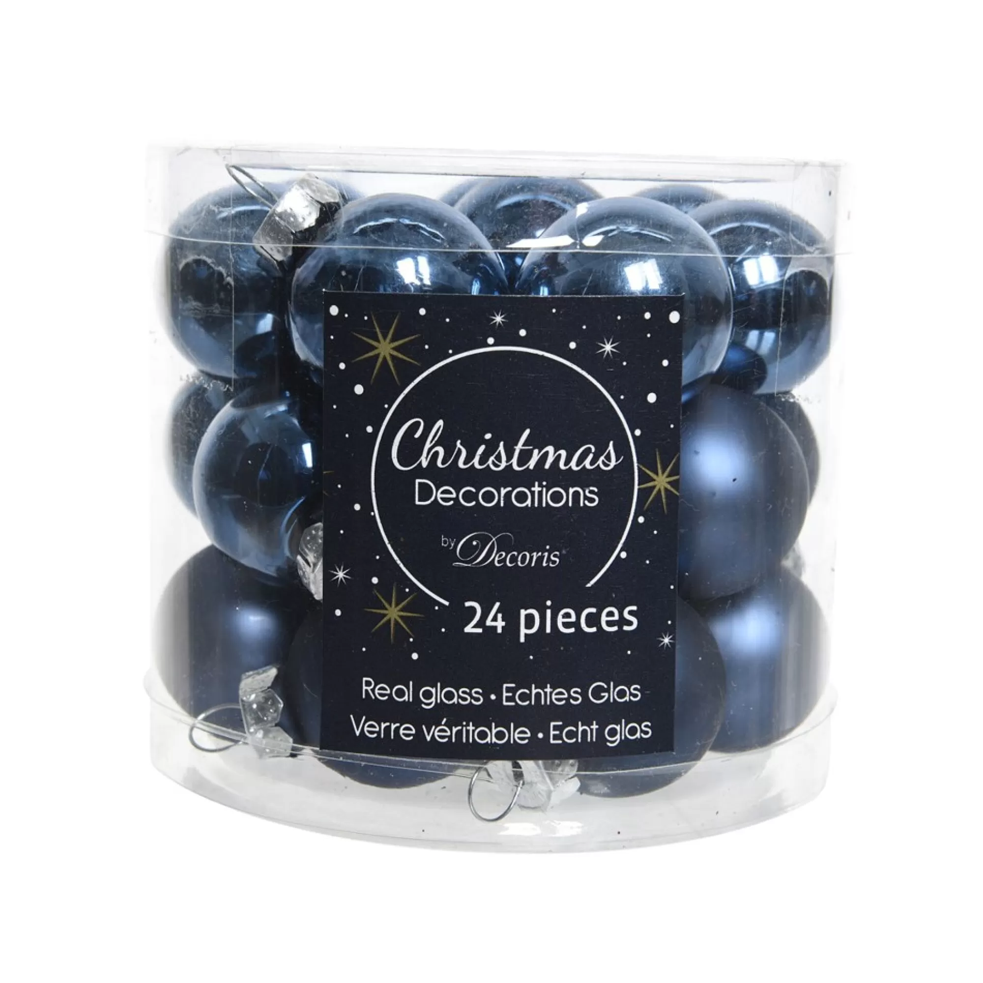 New Kerstbal Nachtblauw Glans En Mat 2,5Cm Glas 24 Stuks Kerstballen