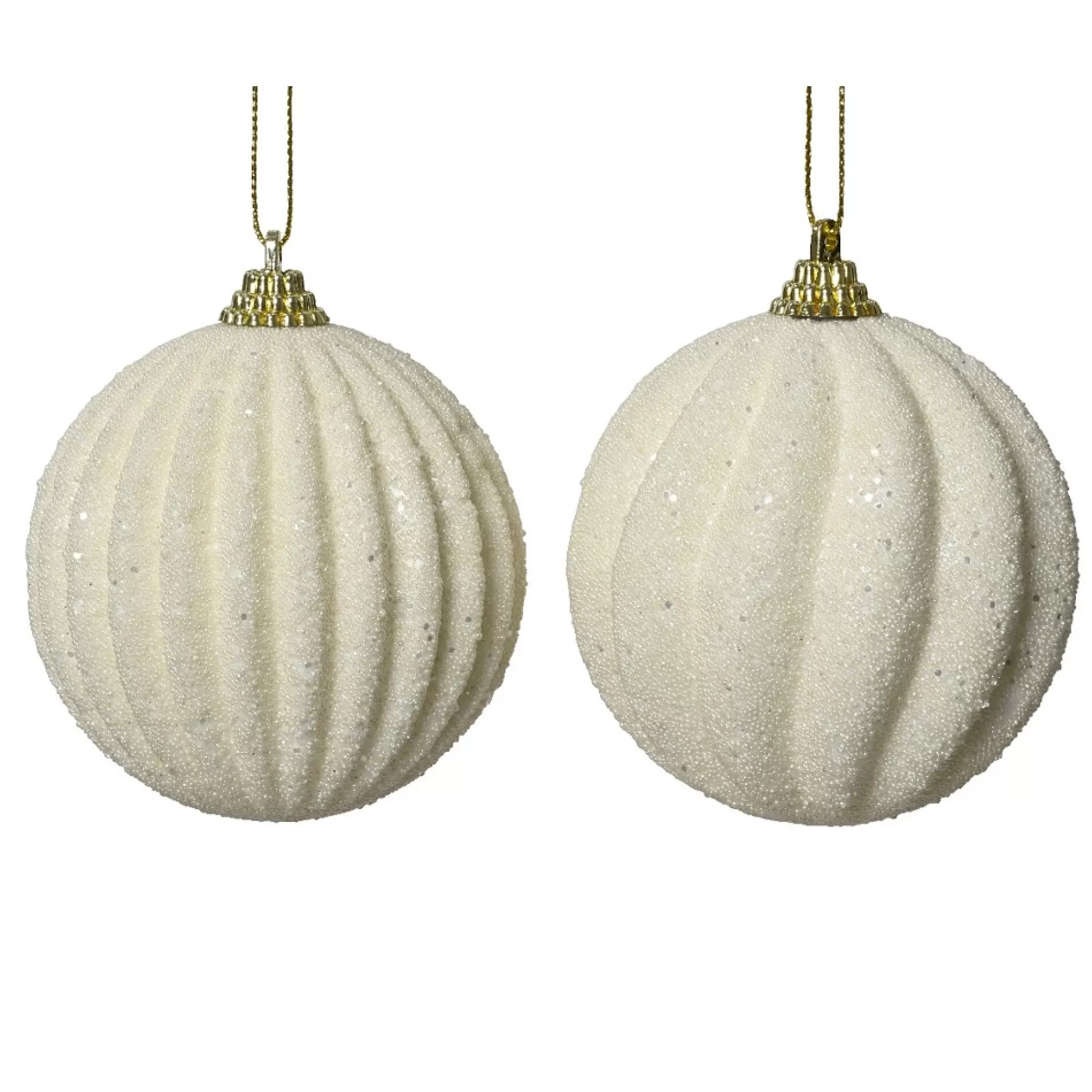 Best Sale Kerstbal Onbreekbaar Wolwit Met Glitters 8Cm 1 Van De 2 Kerstballen