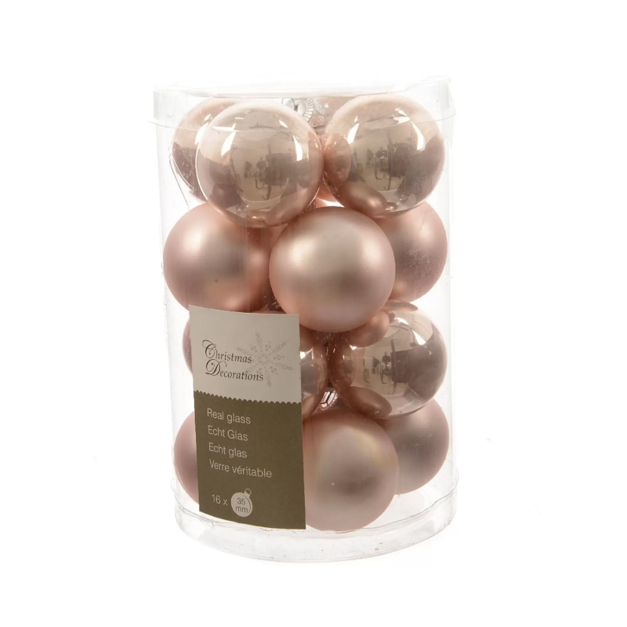 Online Kerstbal Poederroze Glans En Mat 3,5Cm Glas 16 Stuks Kerstballen