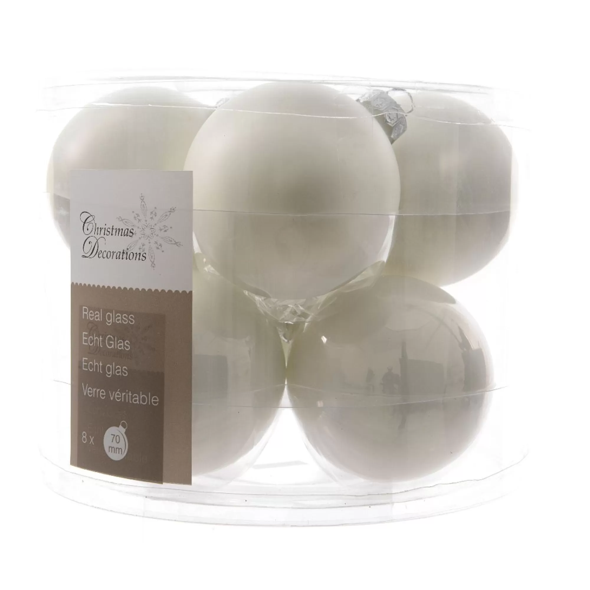 Best Kerstbal Winterwit Glans En Mat 7Cm Glas 8 Stuks Kerstballen