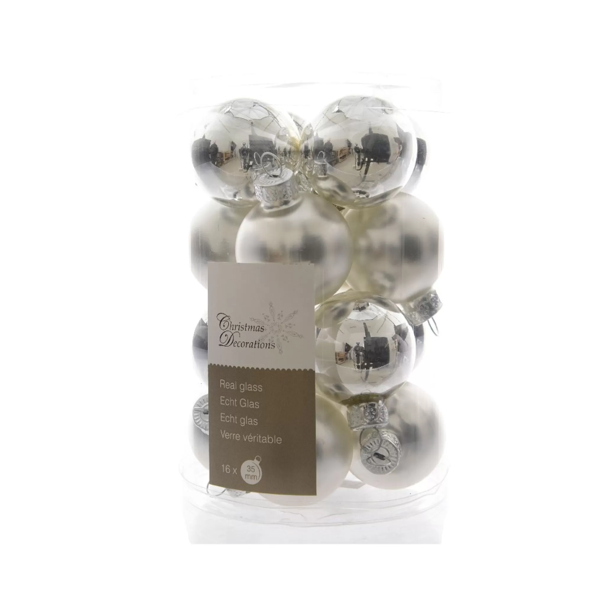 New Kerstbal Zilver Glans En Mat 3,5Cm Glas 16 Stuks Kerstballen