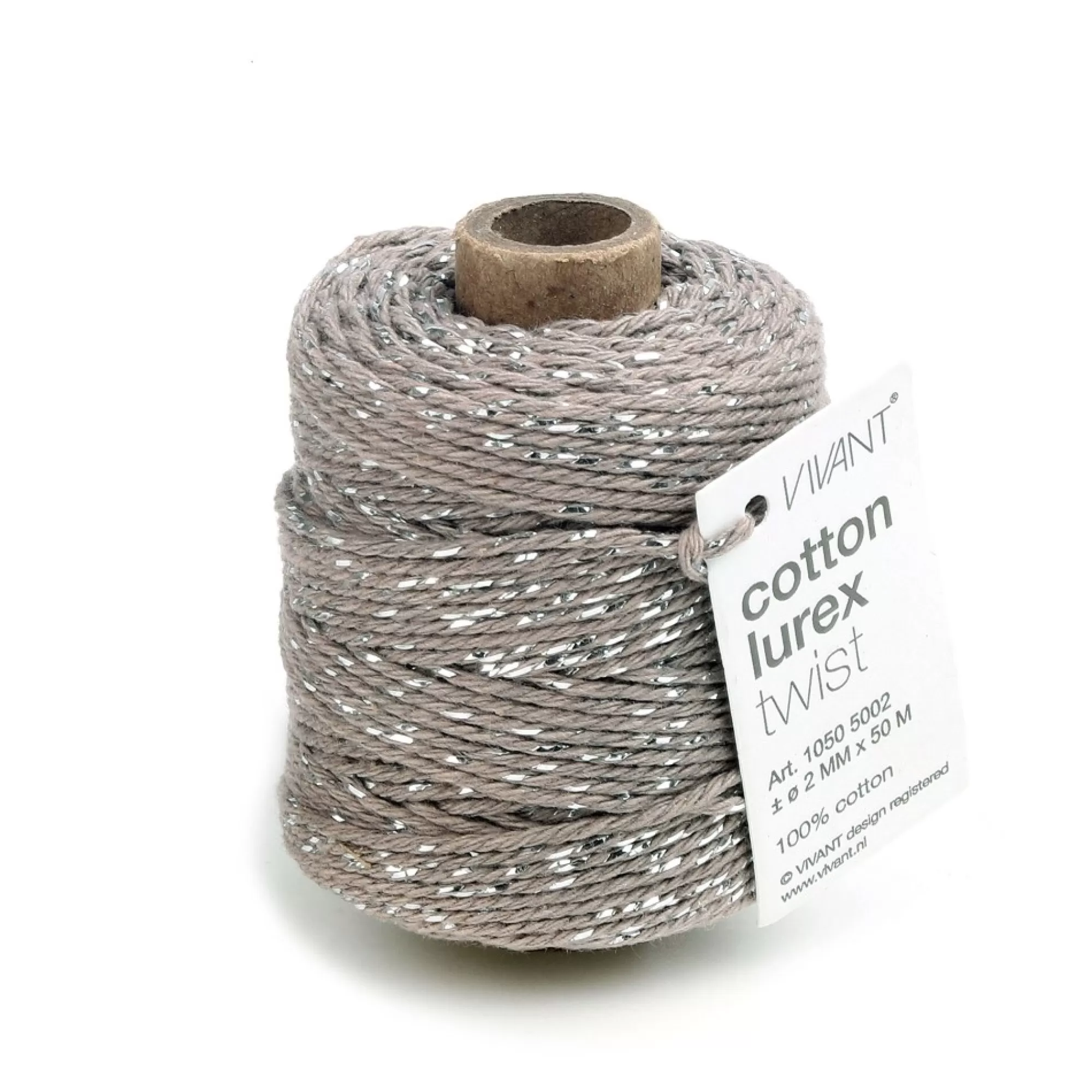 Best Koord Grijs 2Mm L 50M Cotton Lurex Twist Linten, Strikken, Tape & Etiketten