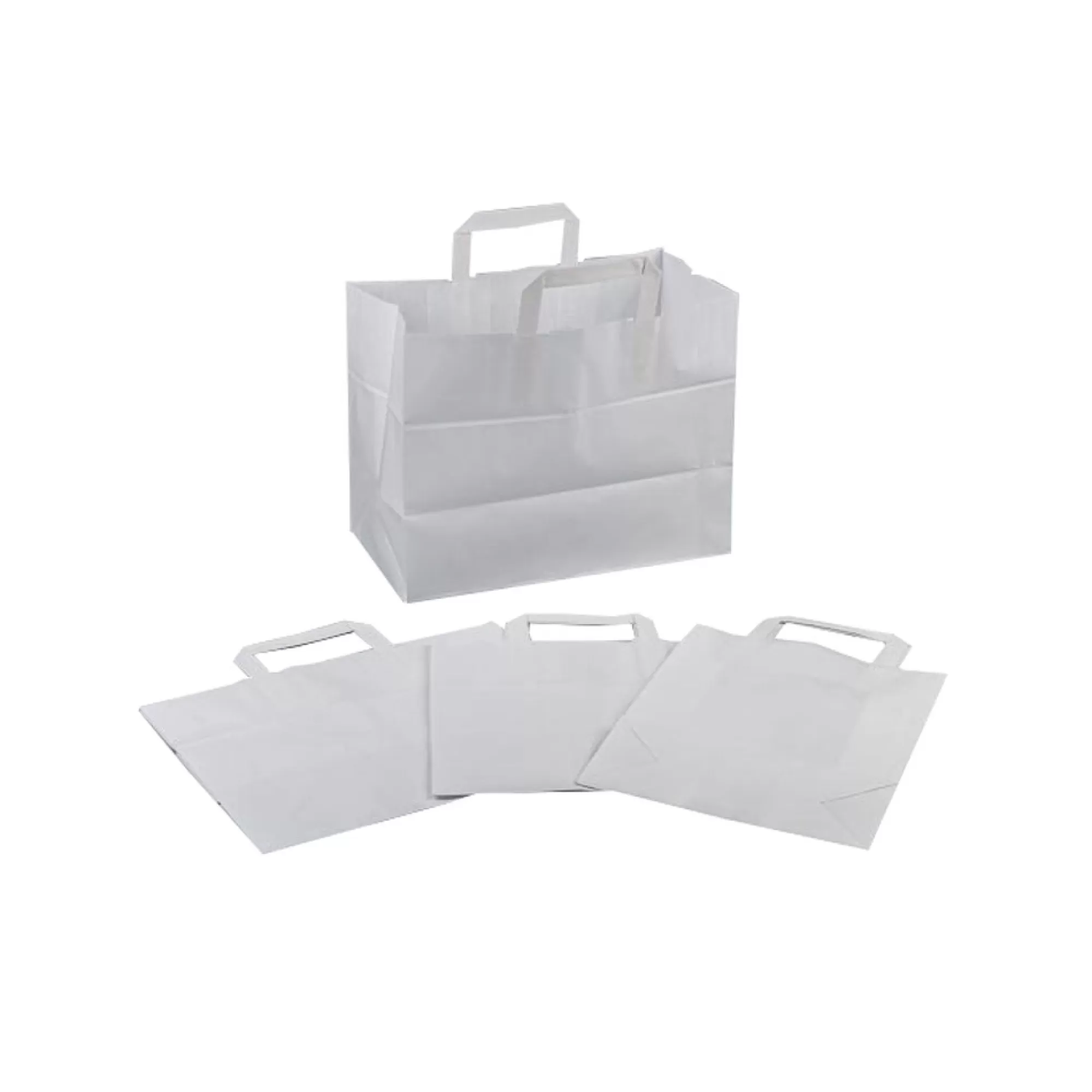 Fashion Lunchtas Met Plat Handvat 26+17X26Cm 70G Wit 50 Stuks Zakken