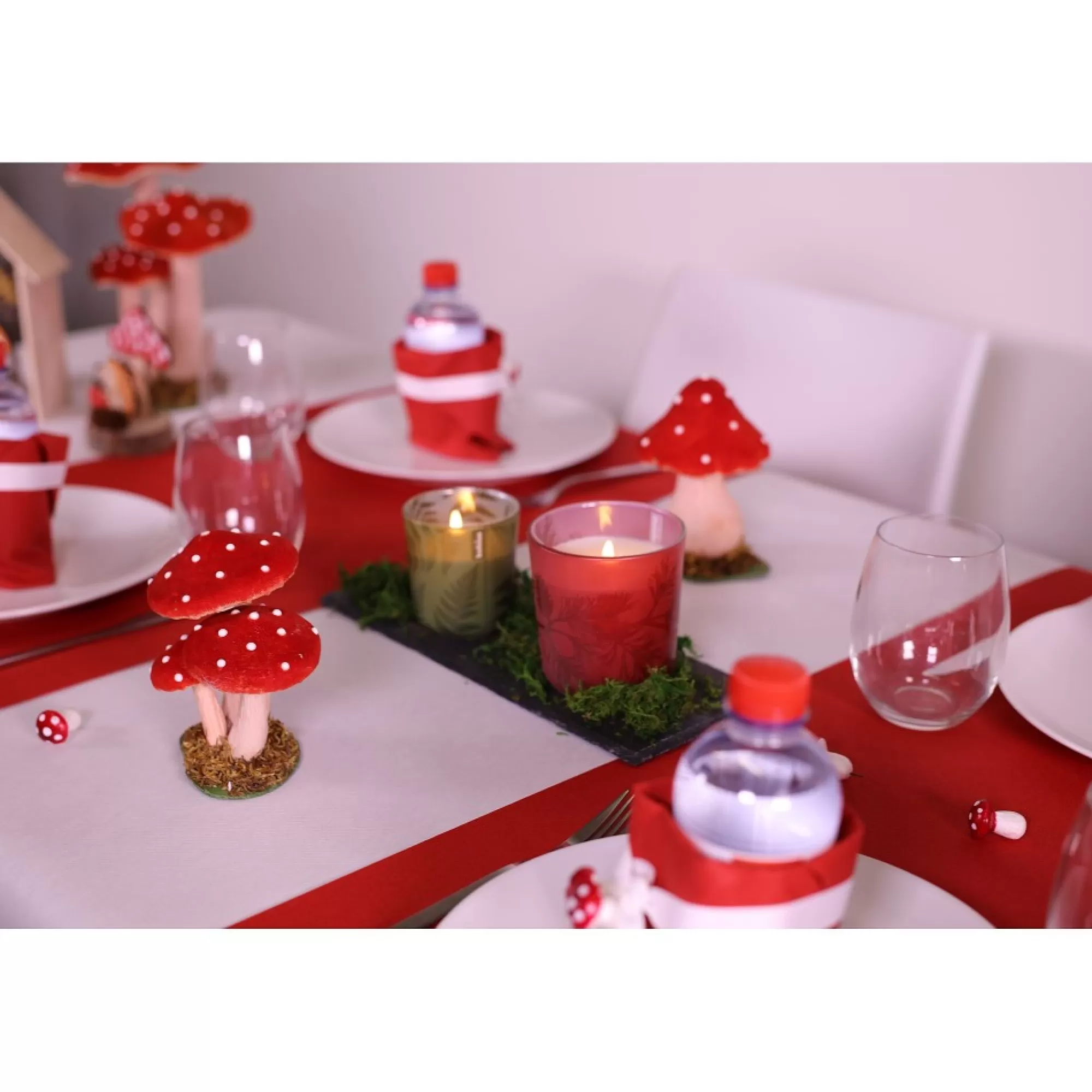 Discount Paddenstoel Trio Rood Met Witte Stippen 8,5X6X12Cm Tafeldecoratie