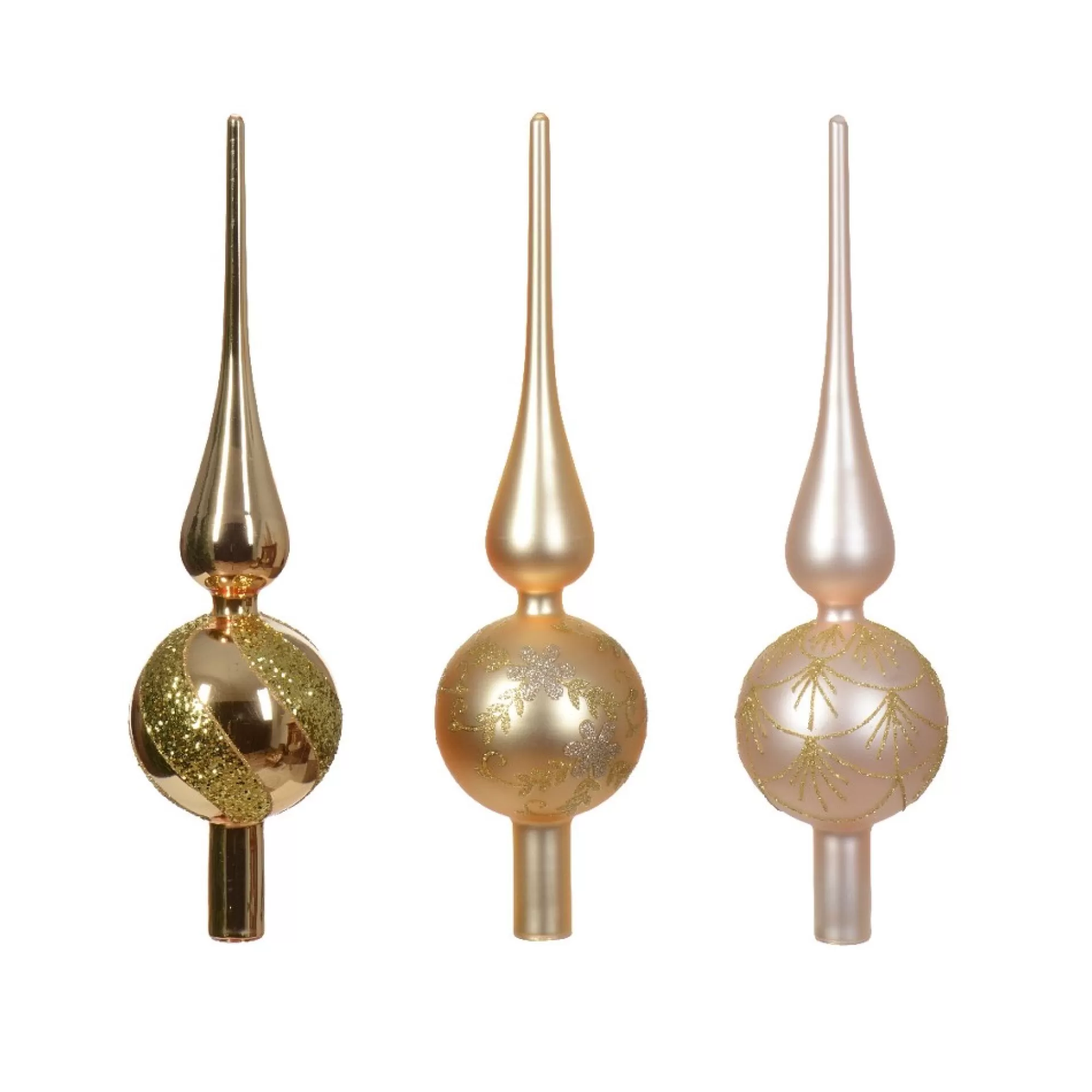 Outlet Piek Goud Glas Glans/Mat Met Decoratie H 31Cm 8Cm 1 Van De 3 Pieken