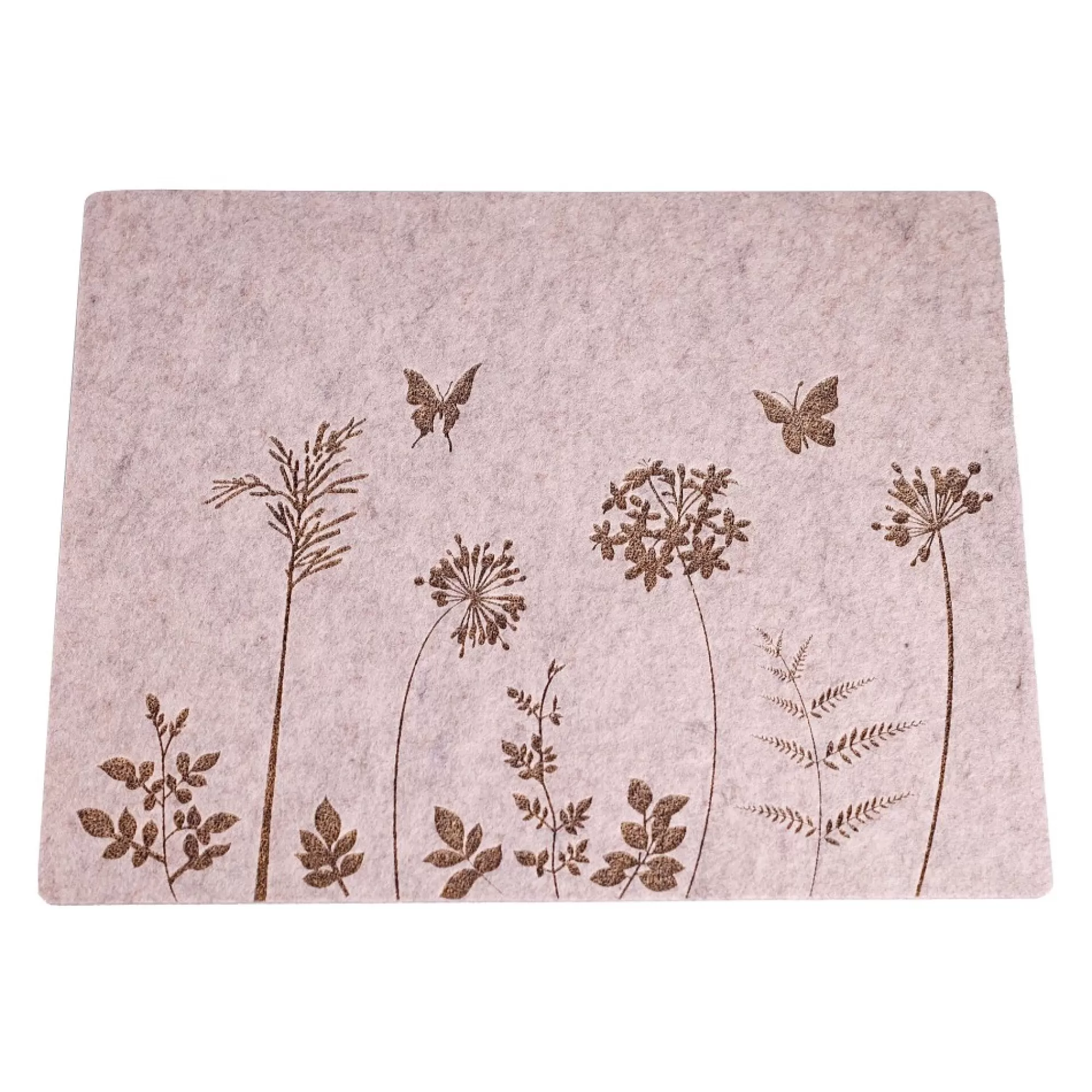 Outlet Placemat Bloemen & Vlinders Bruin Vilt 45X35Cm Placemats