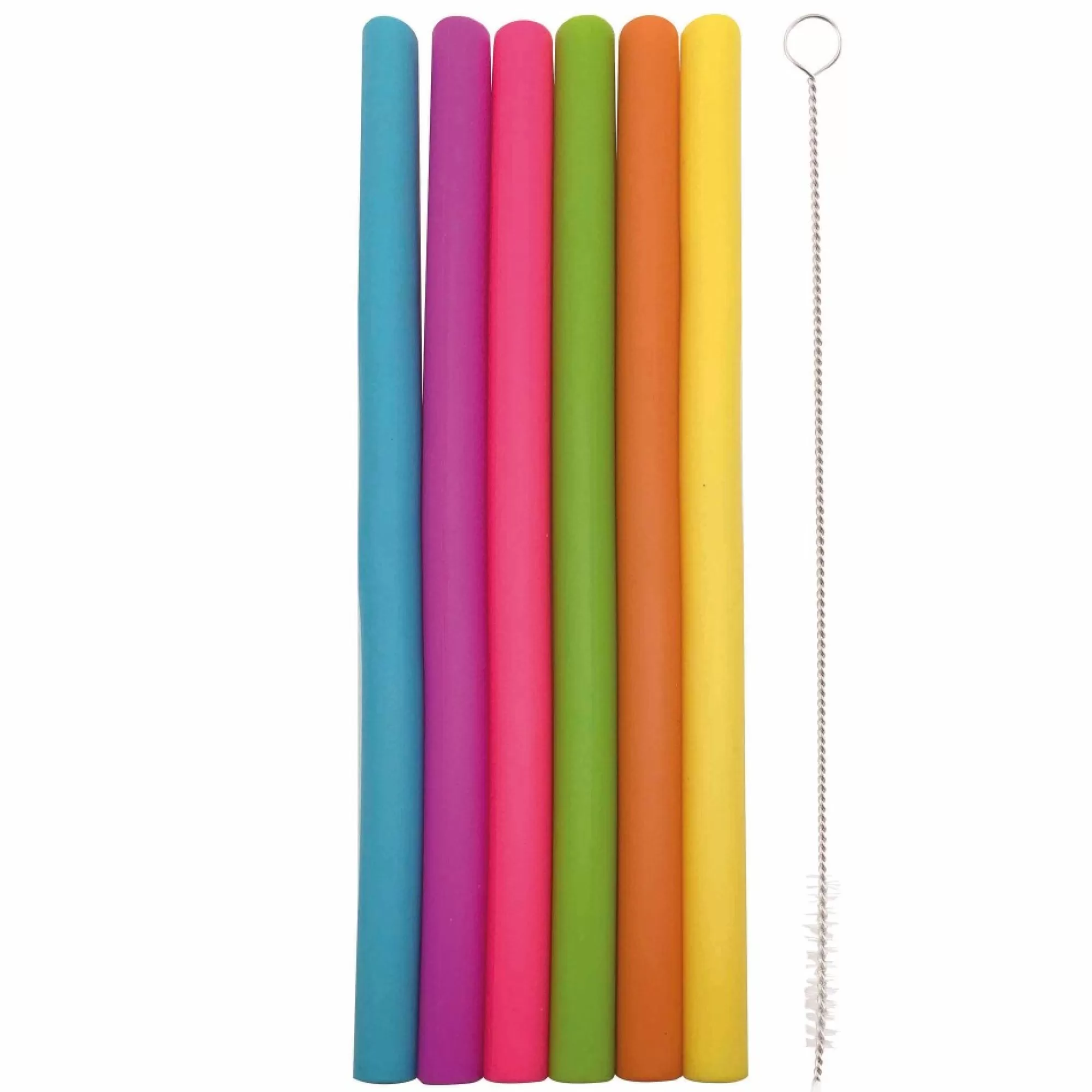 Discount Rietjes Recht Silicone 25Cm Herbruikbaar Met Reinigingsborstel Multicolor 6 Stuks Rietjes