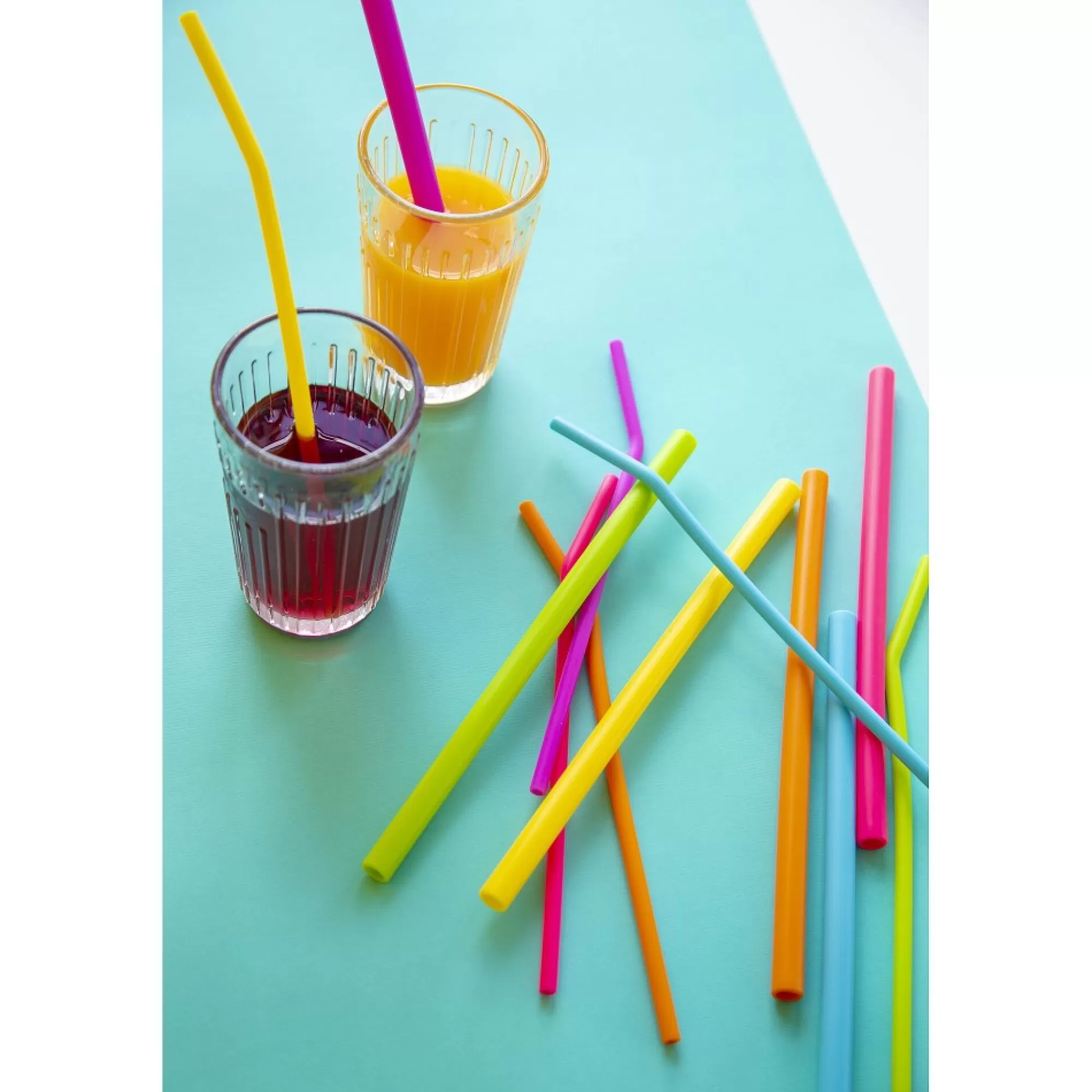 Cheap Rietjes Silicone 25Cm Herbruikbaar Met Reinigingsborstel Multicolor 6 Stuks Rietjes