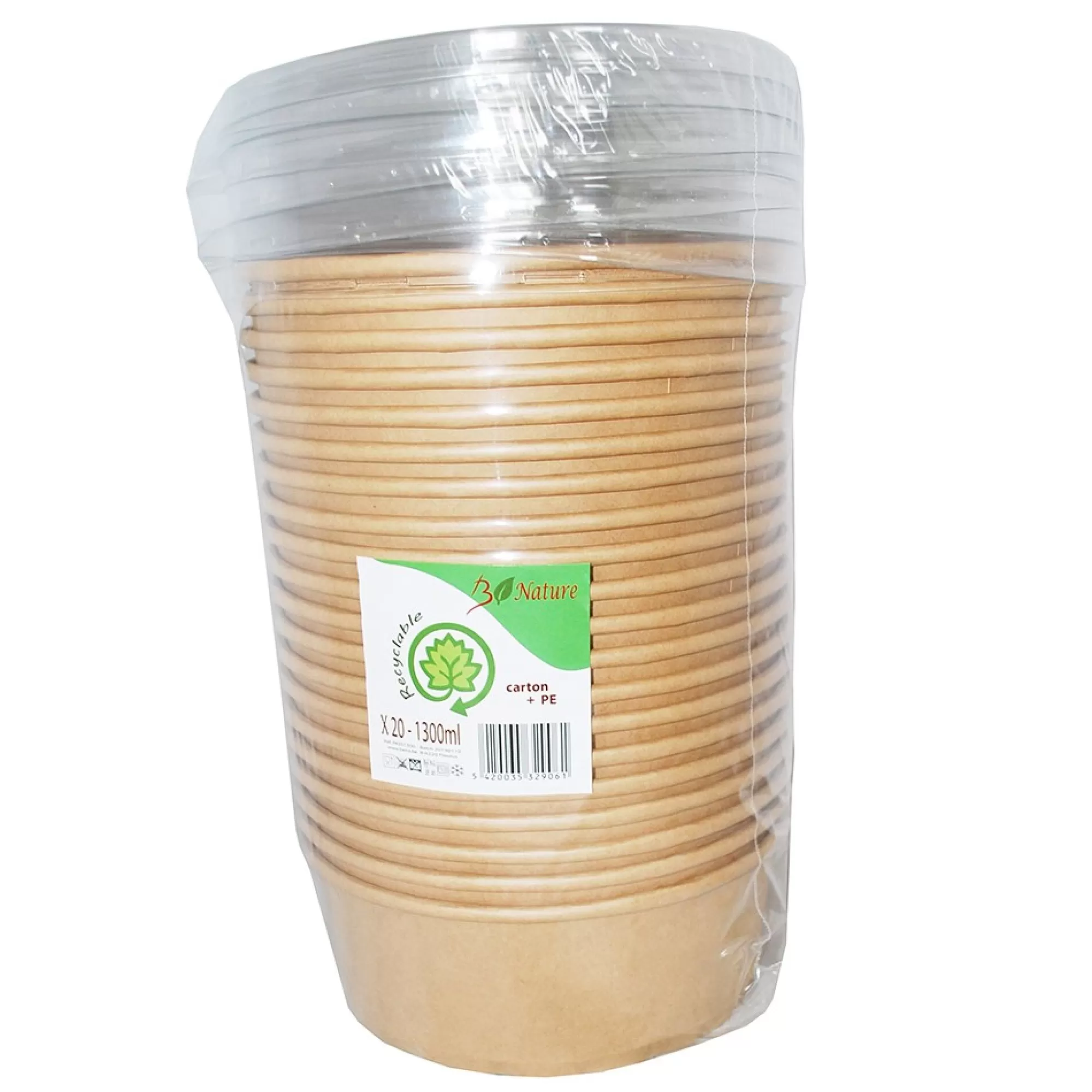 Clearance Salad Bowl 1,3L Kraft + Deksel Pet H 7Cm 18,5Cm 25 Stuks Take-Away
