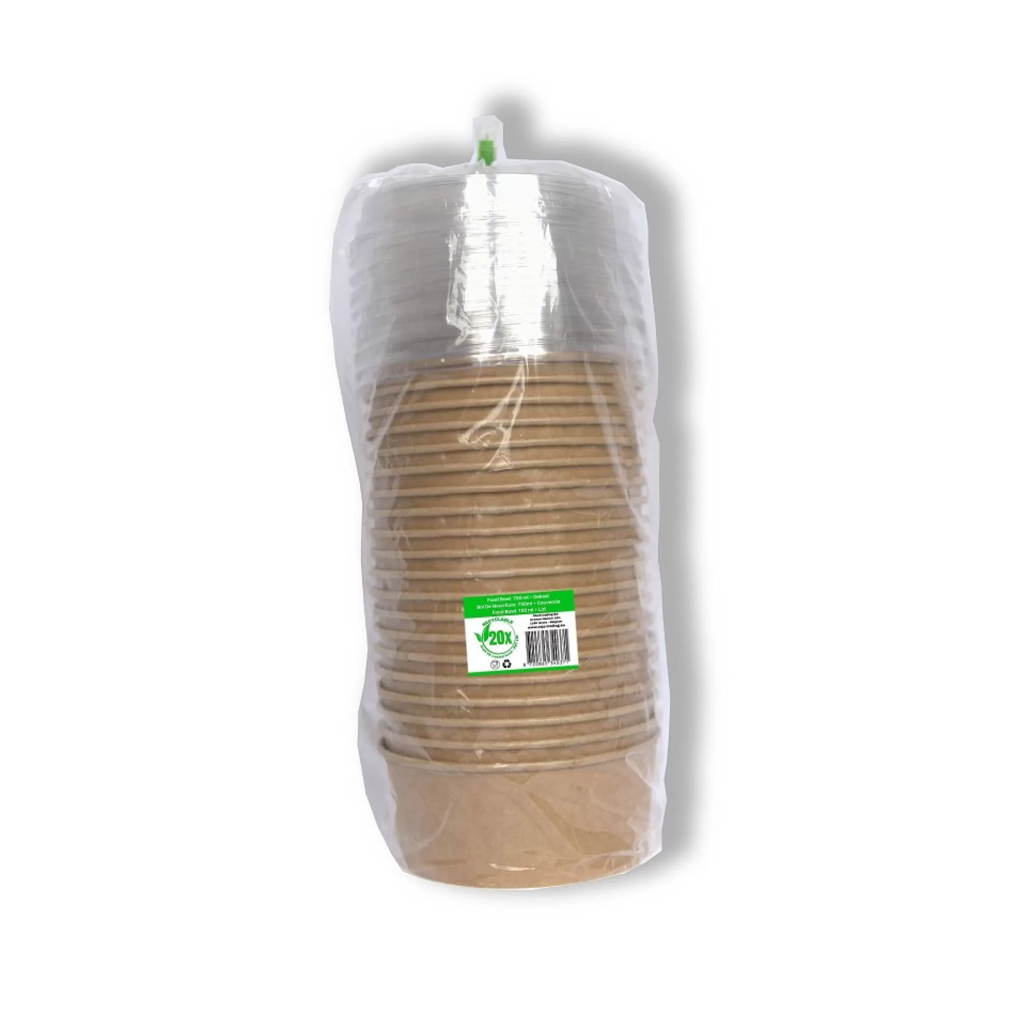 Online Salad Bowl 750Ml Kraft + Deksel Pet H 6,1Cm 15Cm 20 Stuks Take-Away