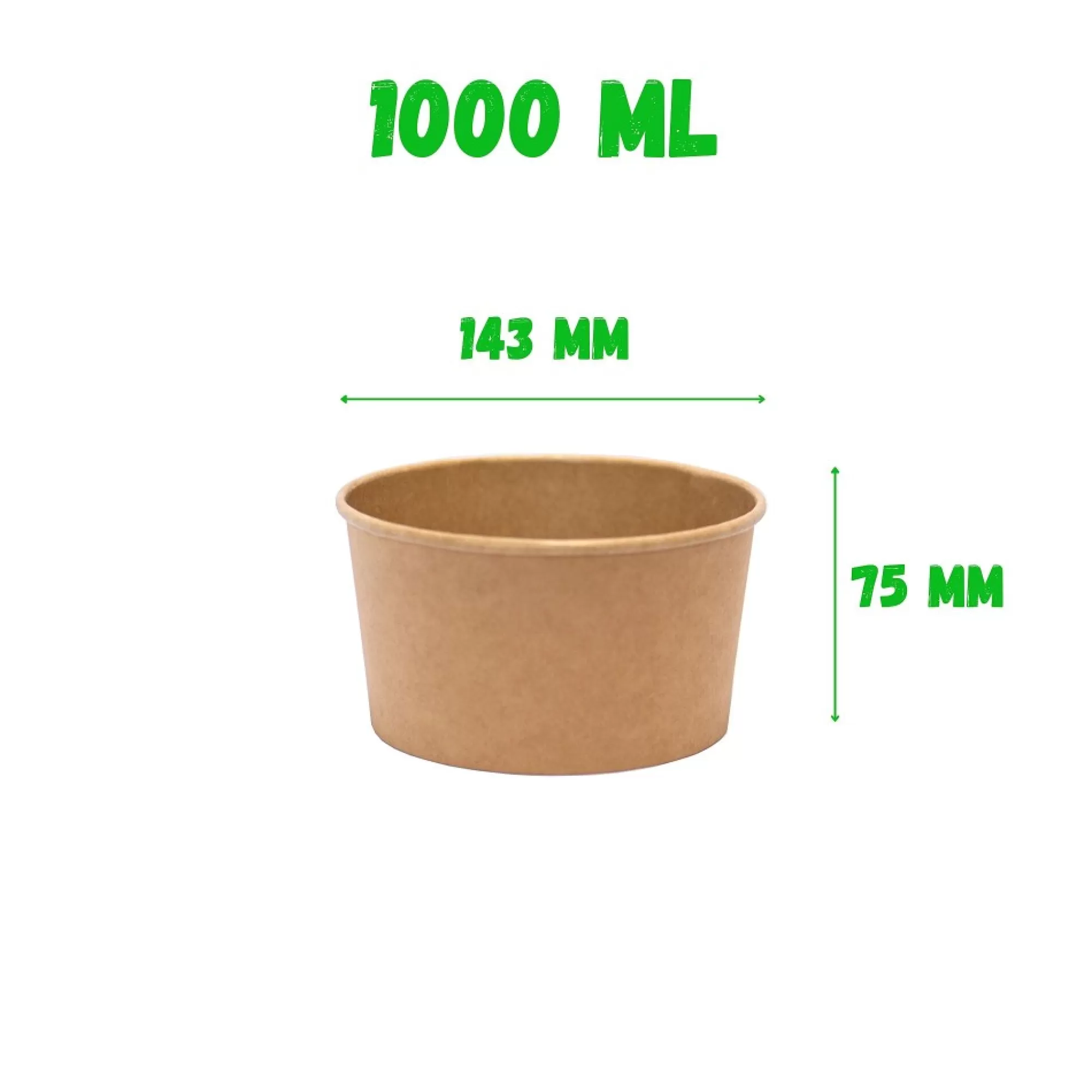 Online Salad Bowl Kraft + Deksel Pet 1L 20 Stuks Take-Away