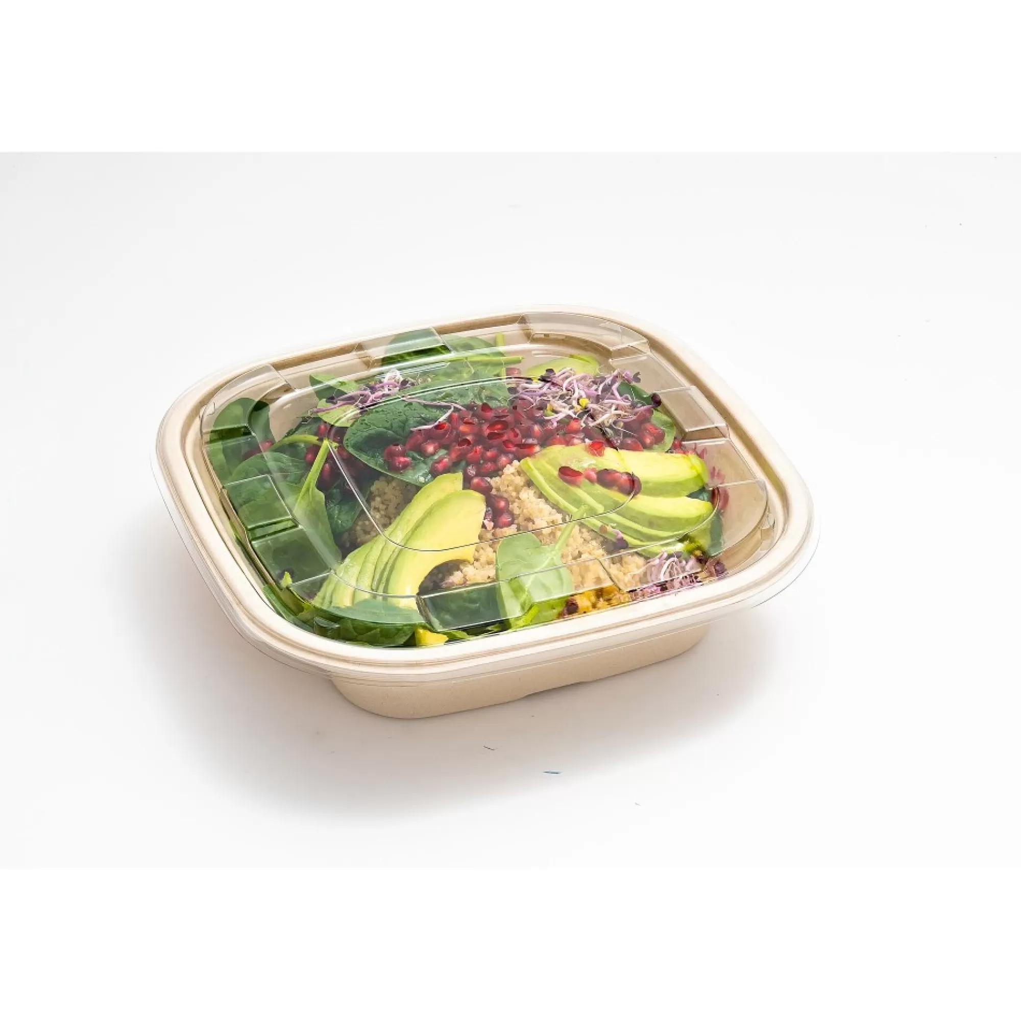 New Salad Bowl Pulp + Deksel Pet 27X27Cm 2,25L 5 Stuks Take-Away