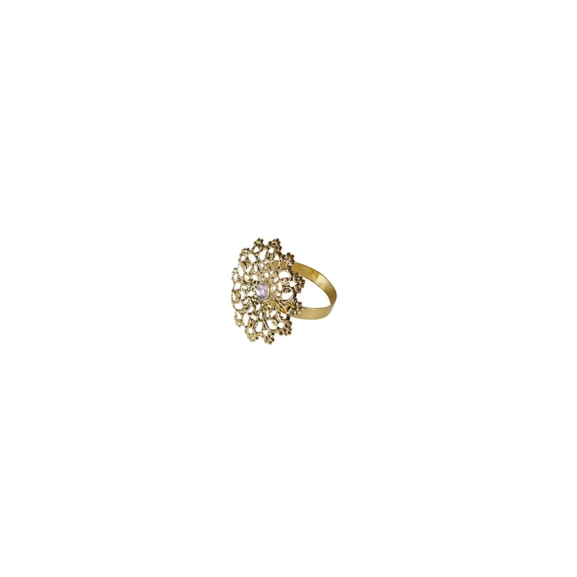 Best Sale Servetring Goud Metaal 4,5Cm 3,5Cm Bloem Met Diamantje 4 Stuks Servetringen
