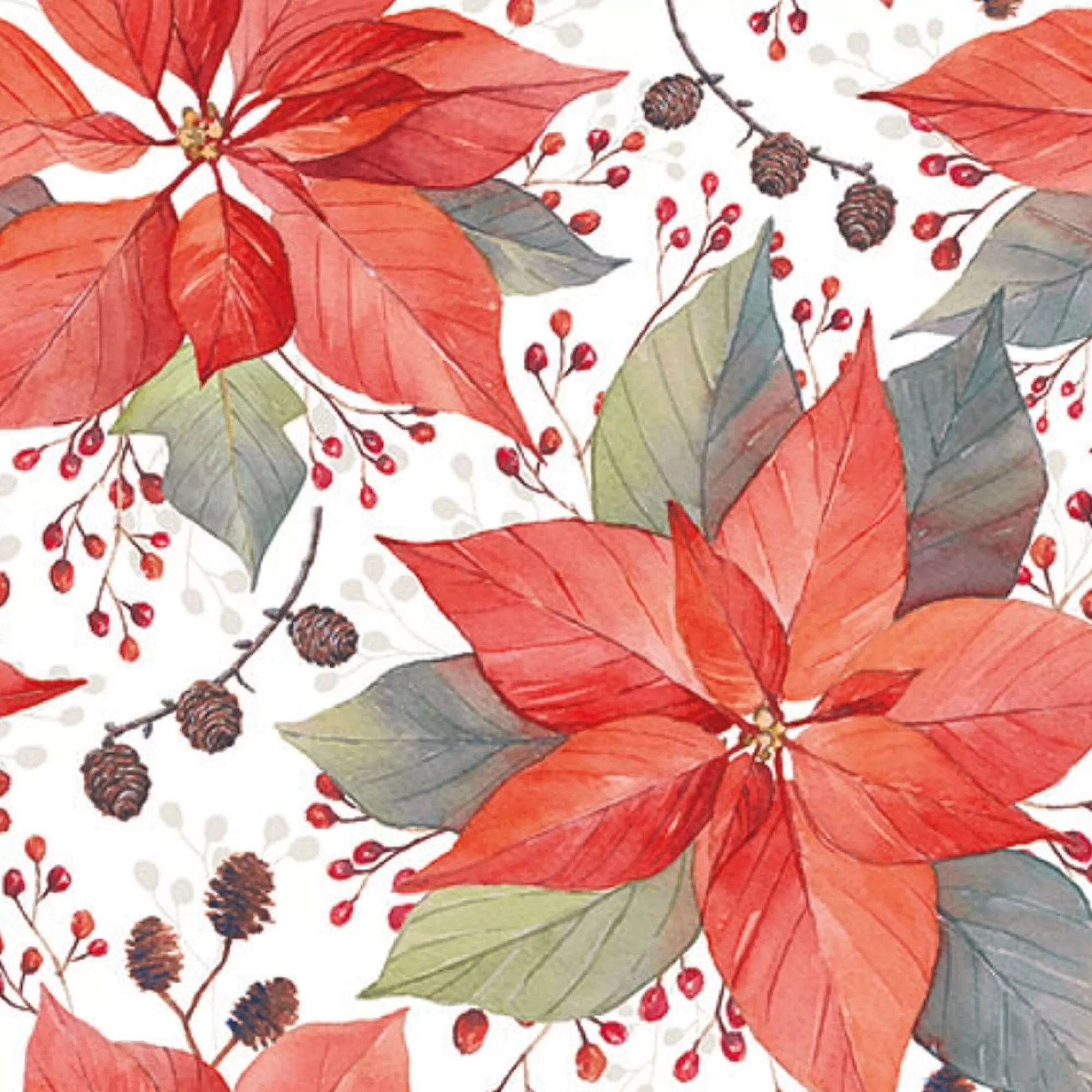 Sale Servetten Poinsettia And Berries 25X25Cm 20 Stuks Servetten