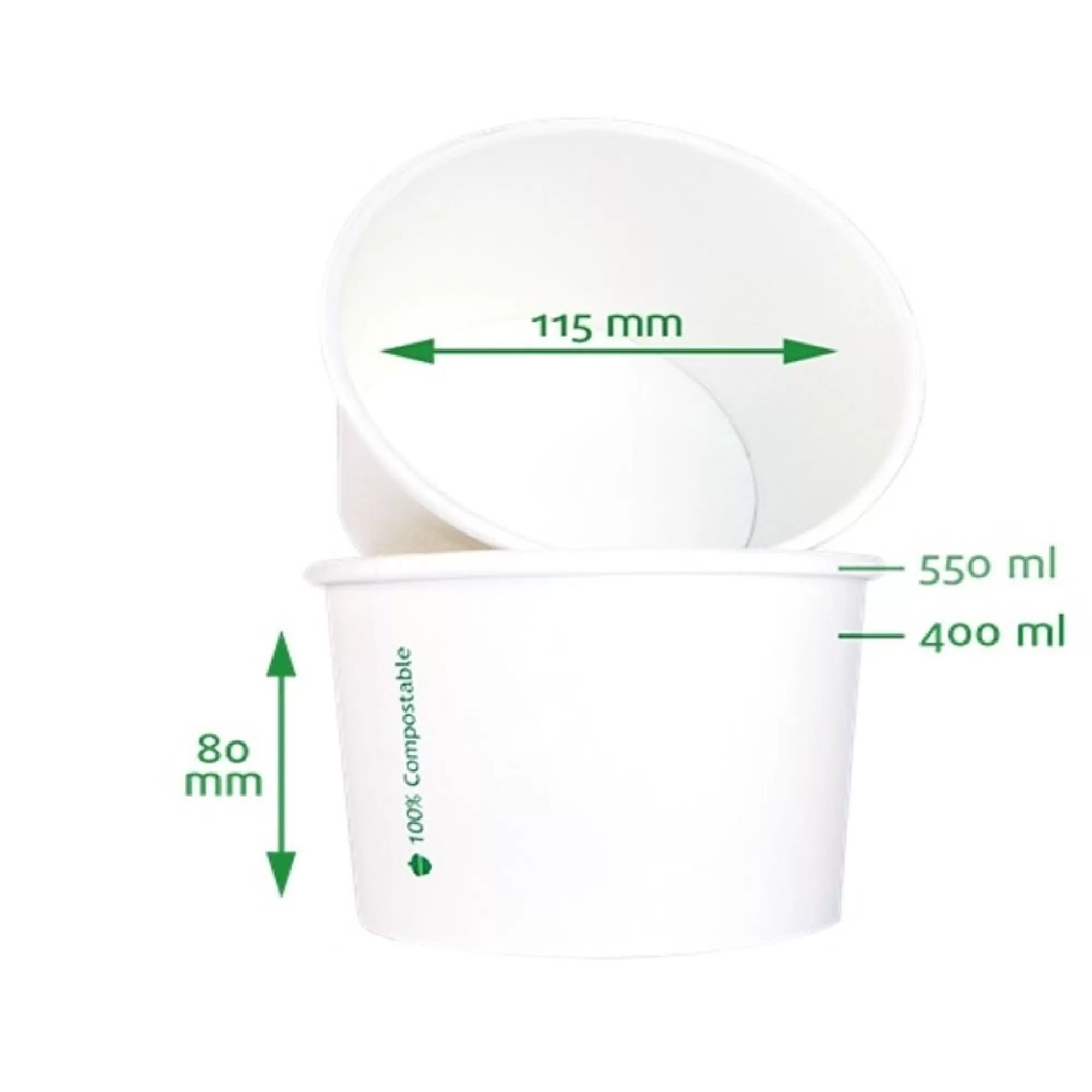 Discount Soeppot Bio 550Ml Pla + Coating H 8Cm 11,5Cm Wit 25 Stuks Bewaardozen