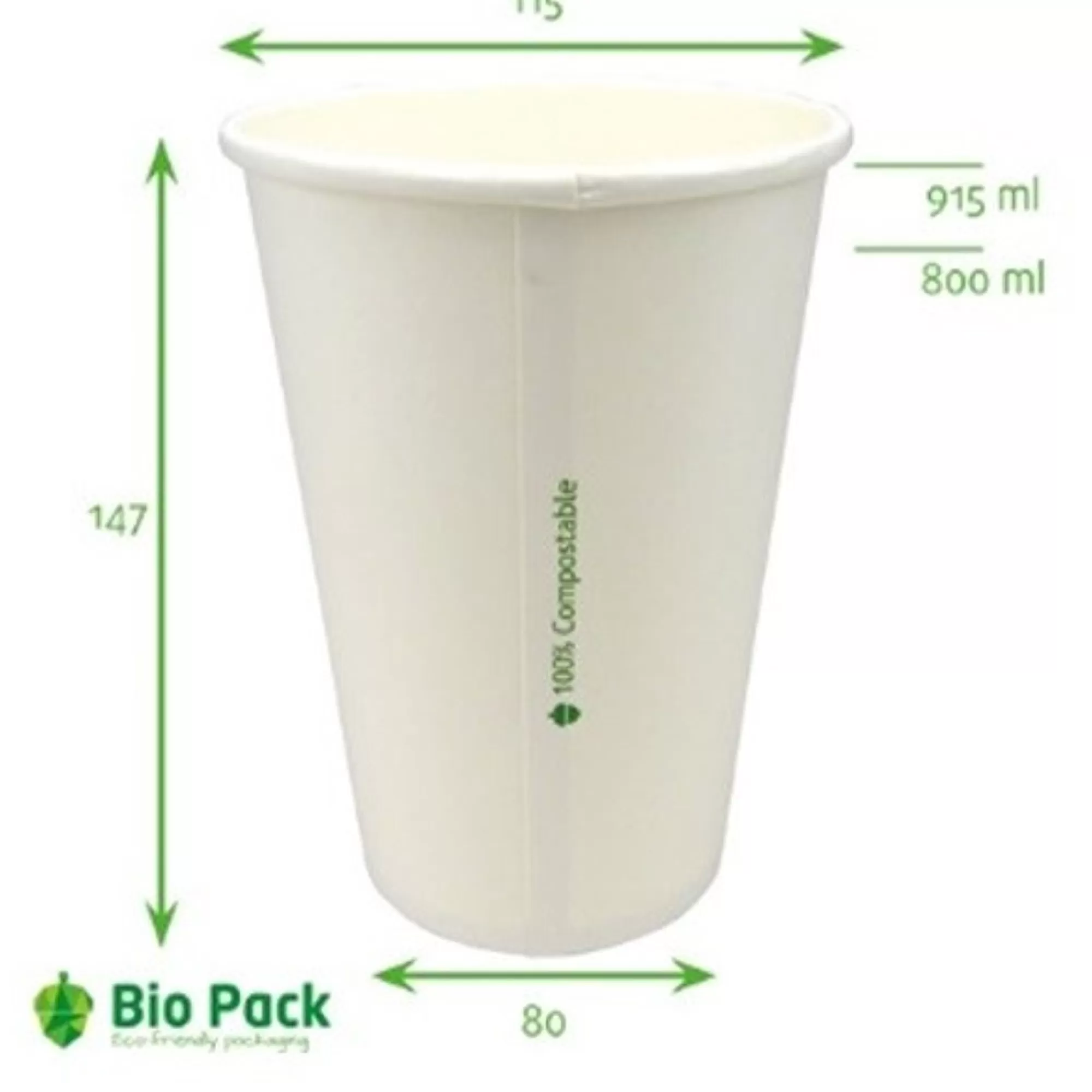 Best Sale Soeppot Bio 915Ml H 14,7Cm 11,5Cm Pla Coating Wit 25 Stuks Bewaardozen