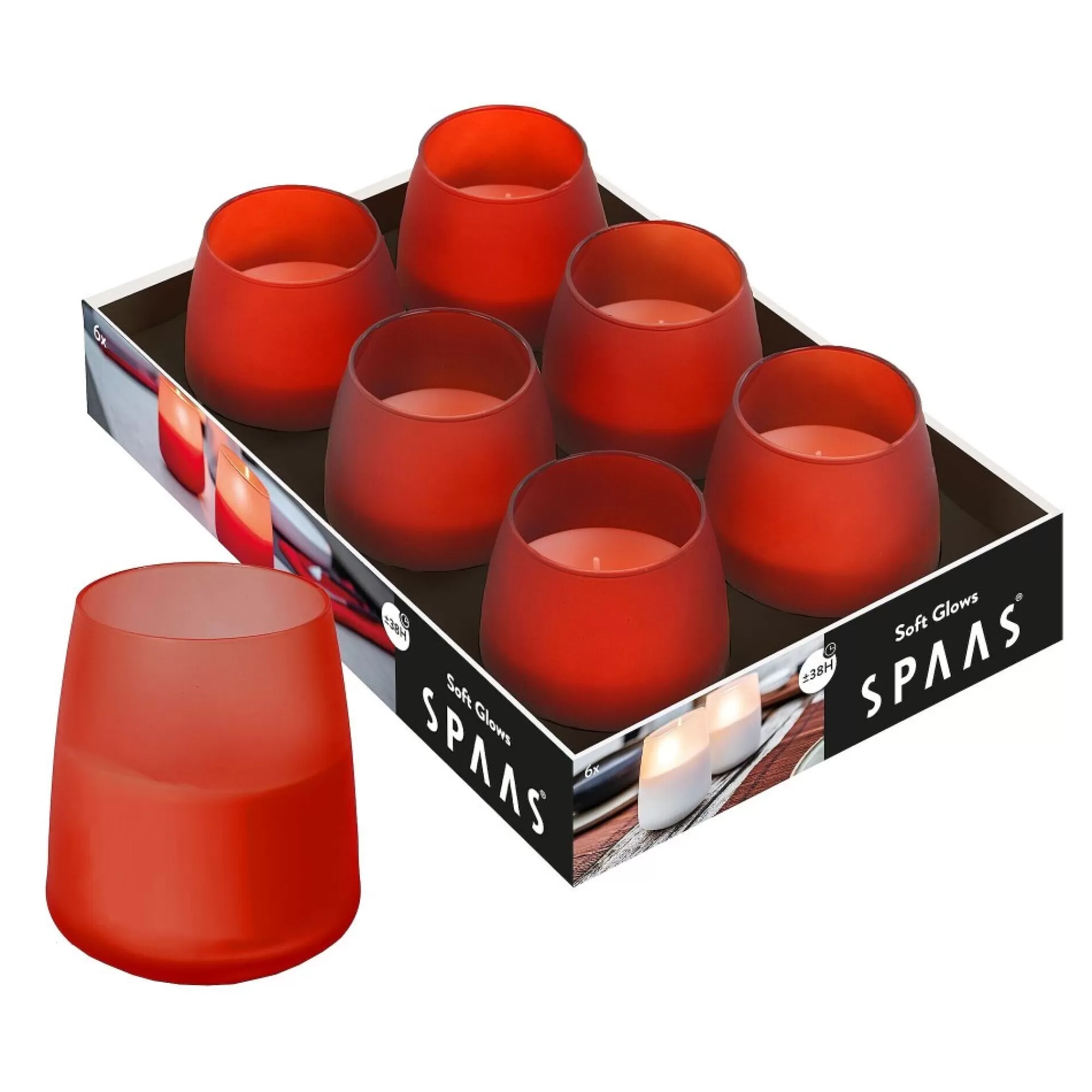 Cheap Soft Glow Rood H 8,5Cm 8Cm 38U 6 Stuks Tafelkaarsen